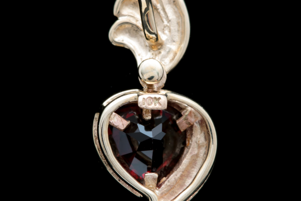 10K Yellow Gold and Garnet Heart Pendant with Chain