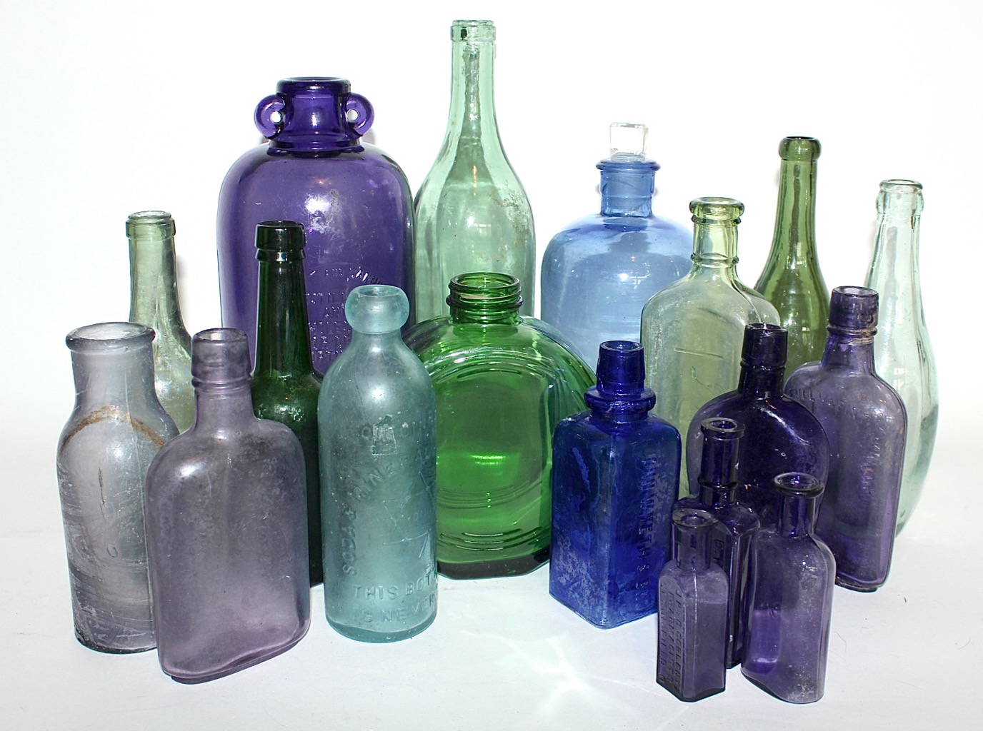 Antique & Vintage Colored Glass Bottles