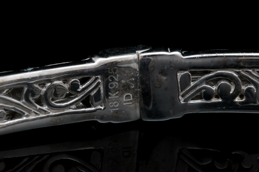 Robert Manse Sterling Silver, 18K Yellow Gold and Amathyst Open Cuff Bracelet