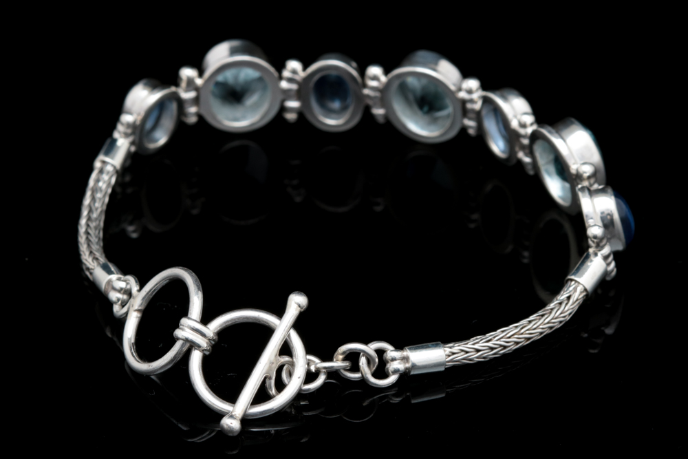 Sterling Silver, Blue Topaz and Kyanite Bracelet