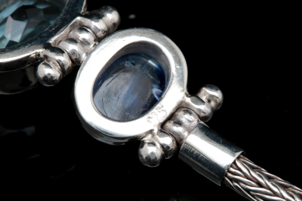 Sterling Silver, Blue Topaz and Kyanite Bracelet