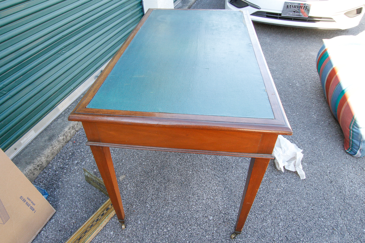 Vintage Hepplewhite Style Walnut Desk with Leather Writing Panel