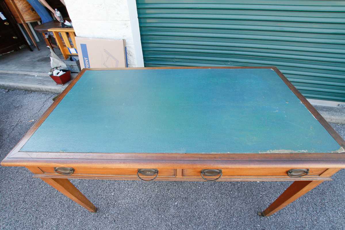Vintage Hepplewhite Style Walnut Desk with Leather Writing Panel