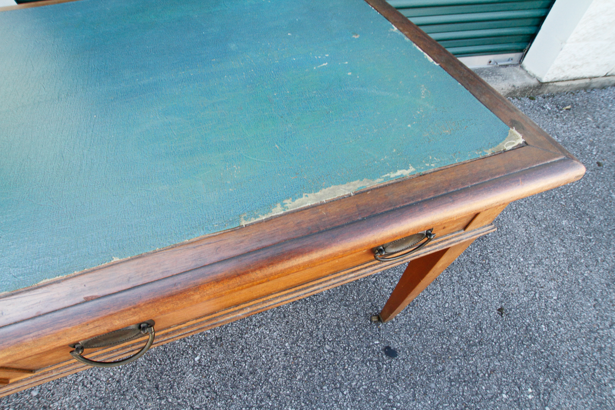 Vintage Hepplewhite Style Walnut Desk with Leather Writing Panel