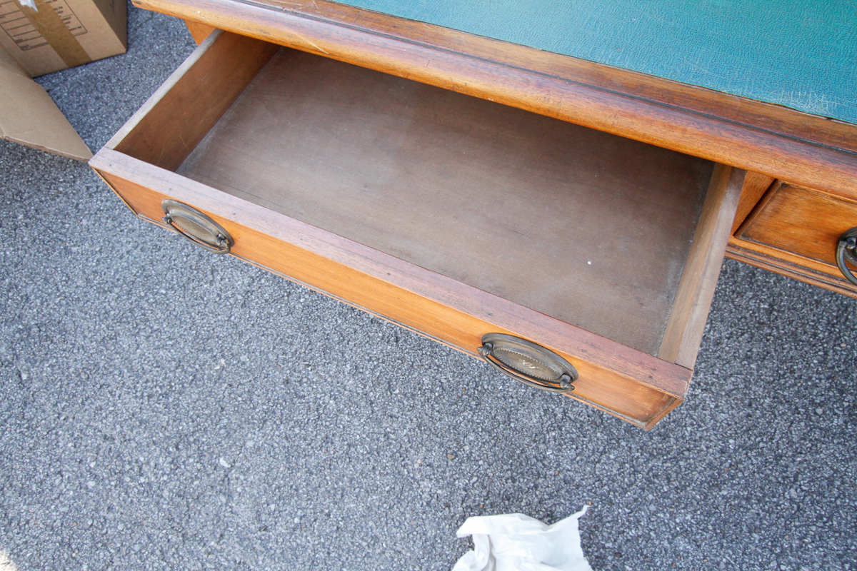 Vintage Hepplewhite Style Walnut Desk with Leather Writing Panel