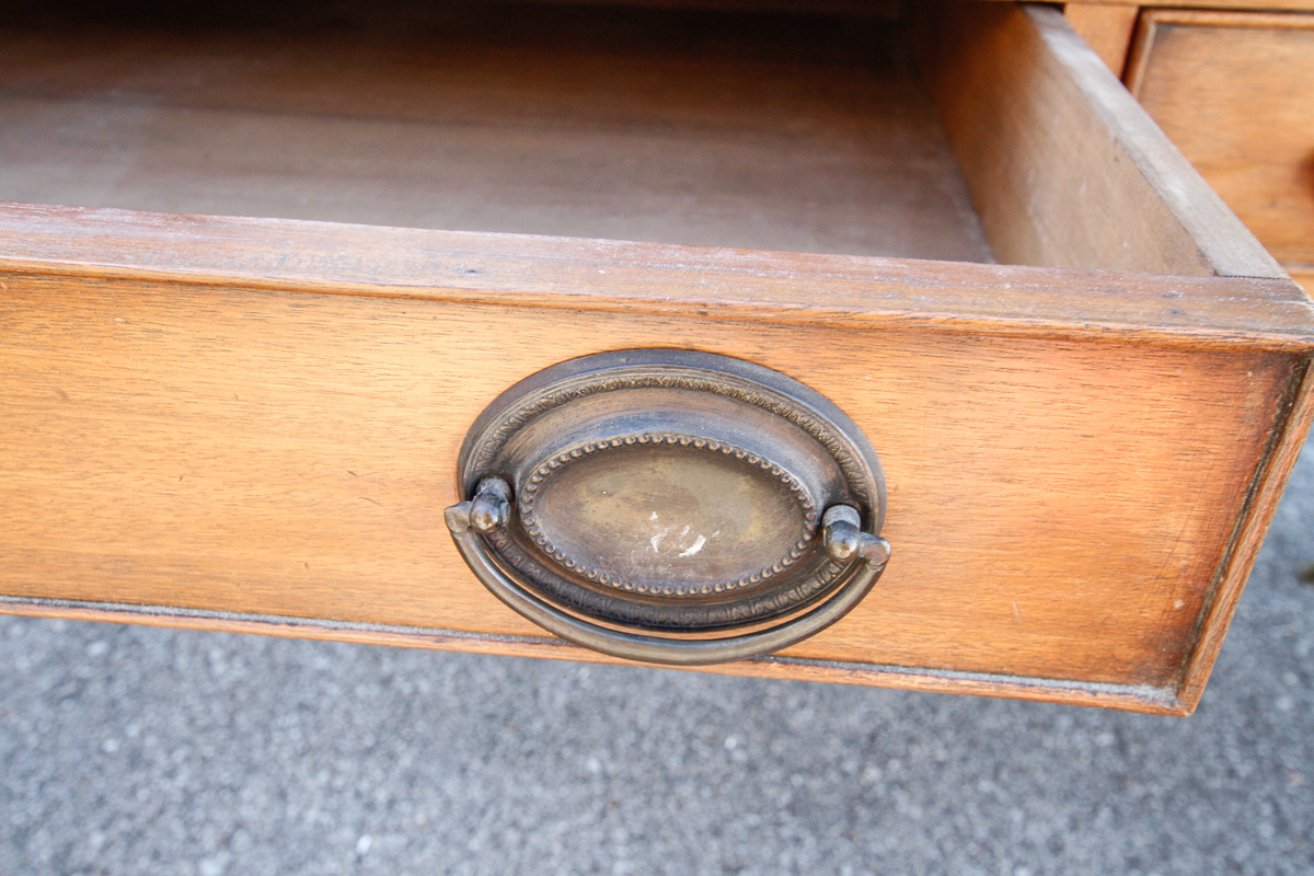 Vintage Hepplewhite Style Walnut Desk with Leather Writing Panel