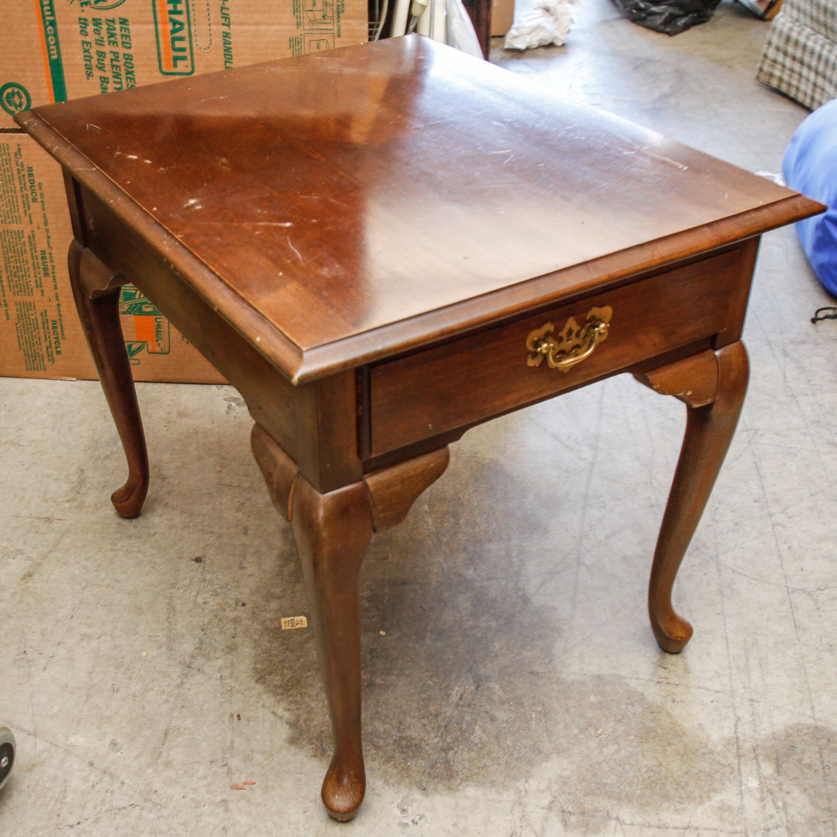 Vintage Queen Anne Style Cherry End Table by Broyhill