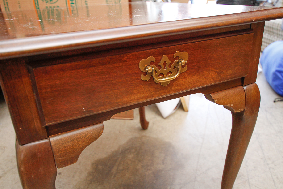 Vintage Queen Anne Style Cherry End Table by Broyhill
