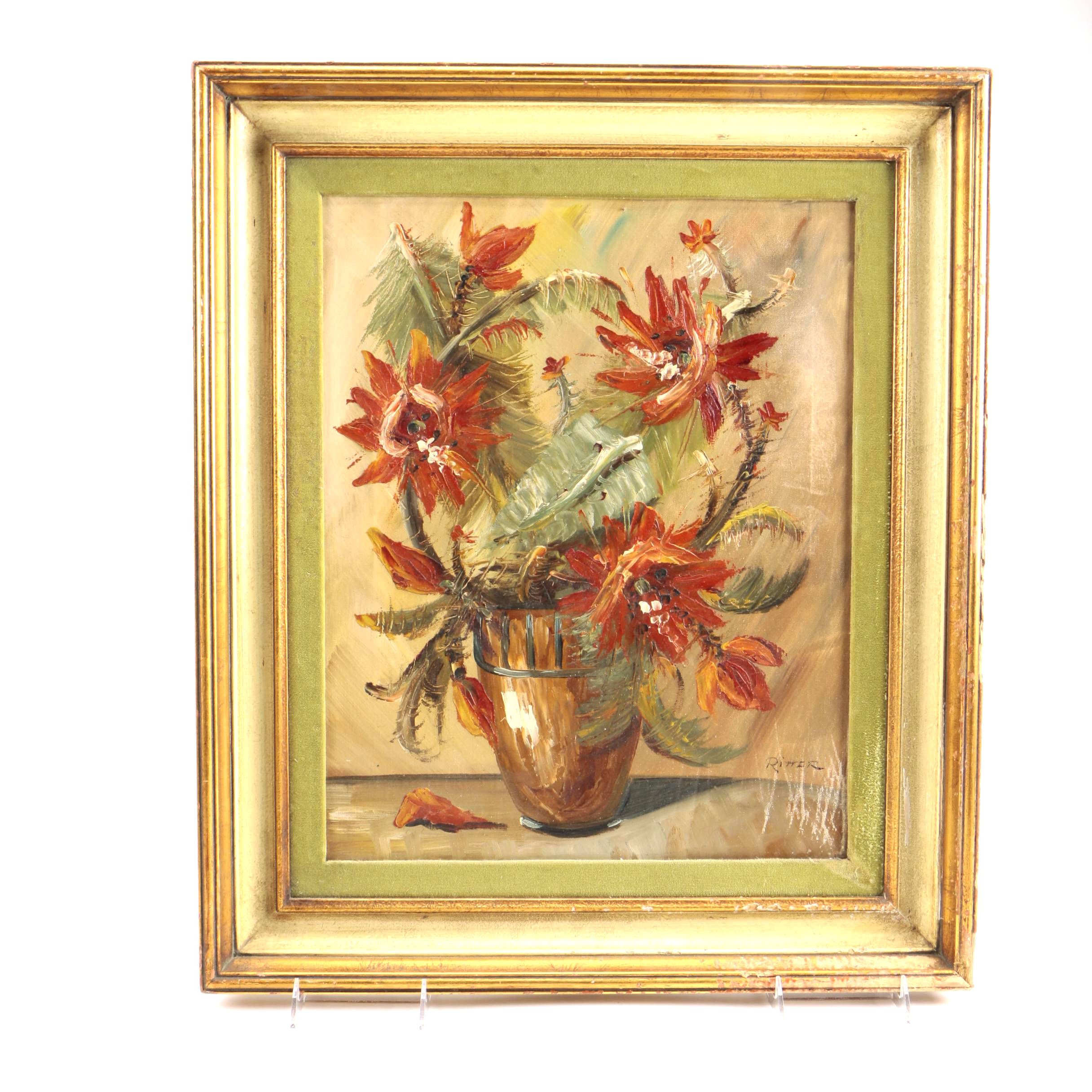 Ritter Oil Painting on Canvas of a Floral Still Life