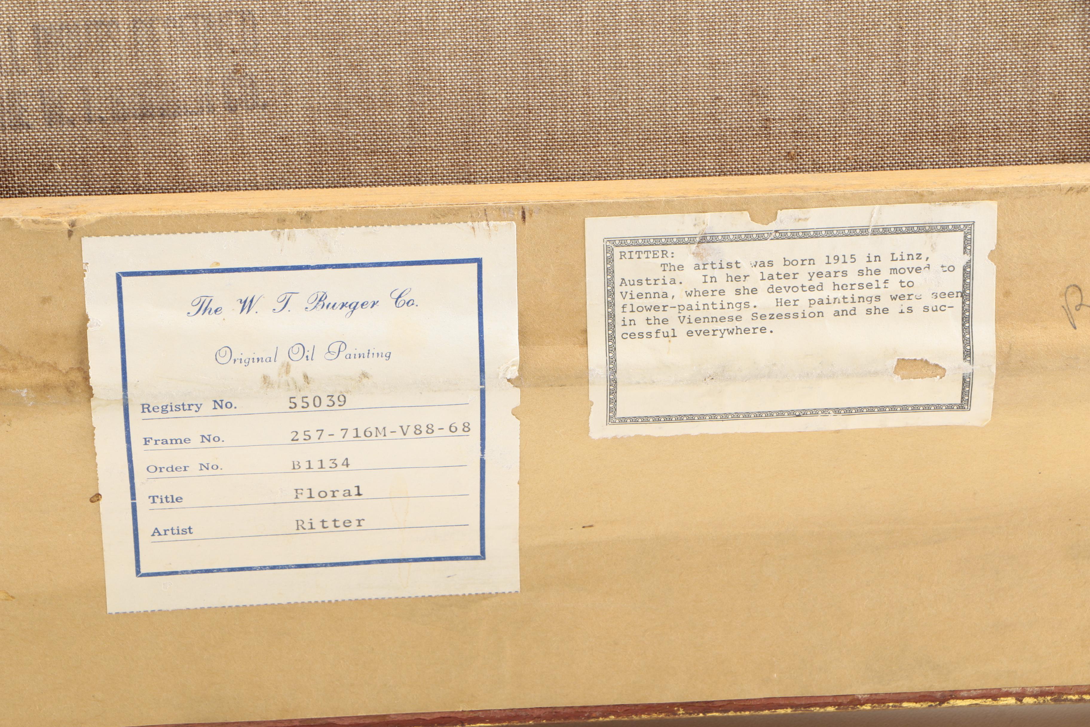 Ritter Oil Painting on Canvas of a Floral Still Life