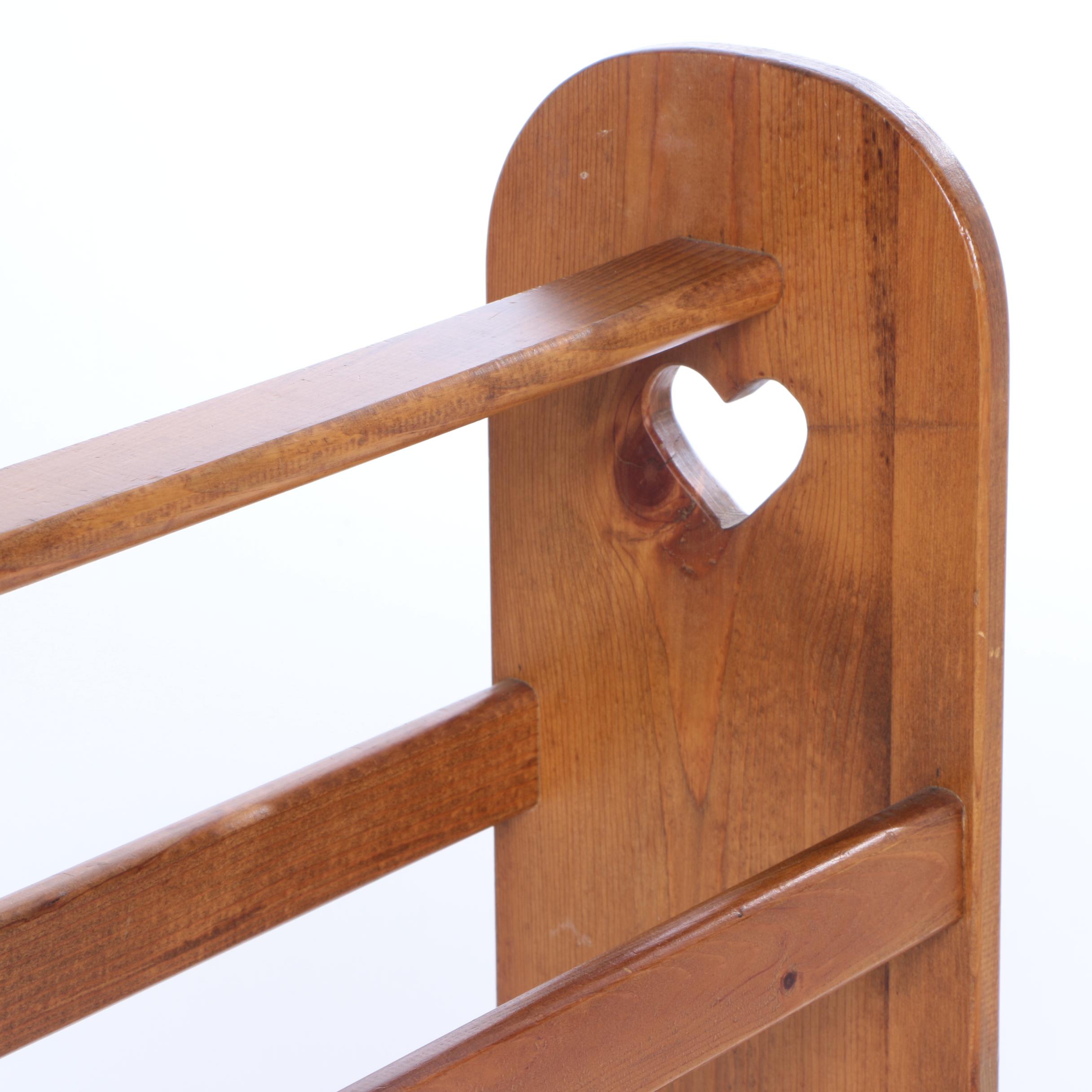 Hand Made "Uneven Nine Patch" Quilt and Wooden Quilt Stand