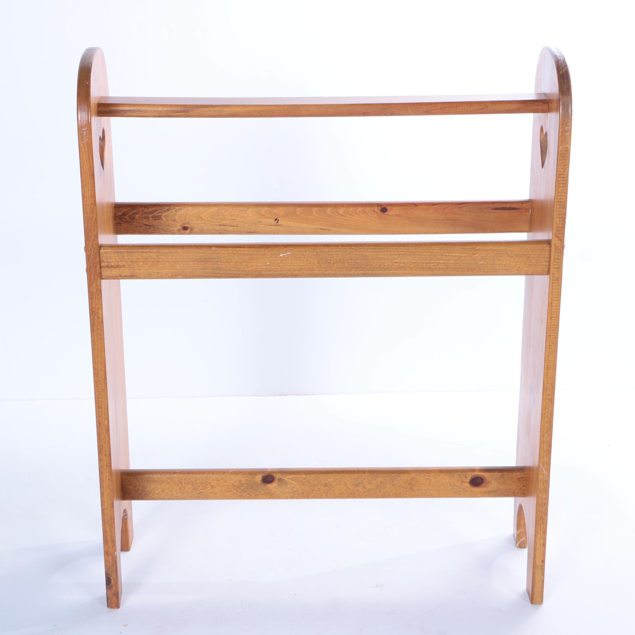 Hand Made "Uneven Nine Patch" Quilt and Wooden Quilt Stand