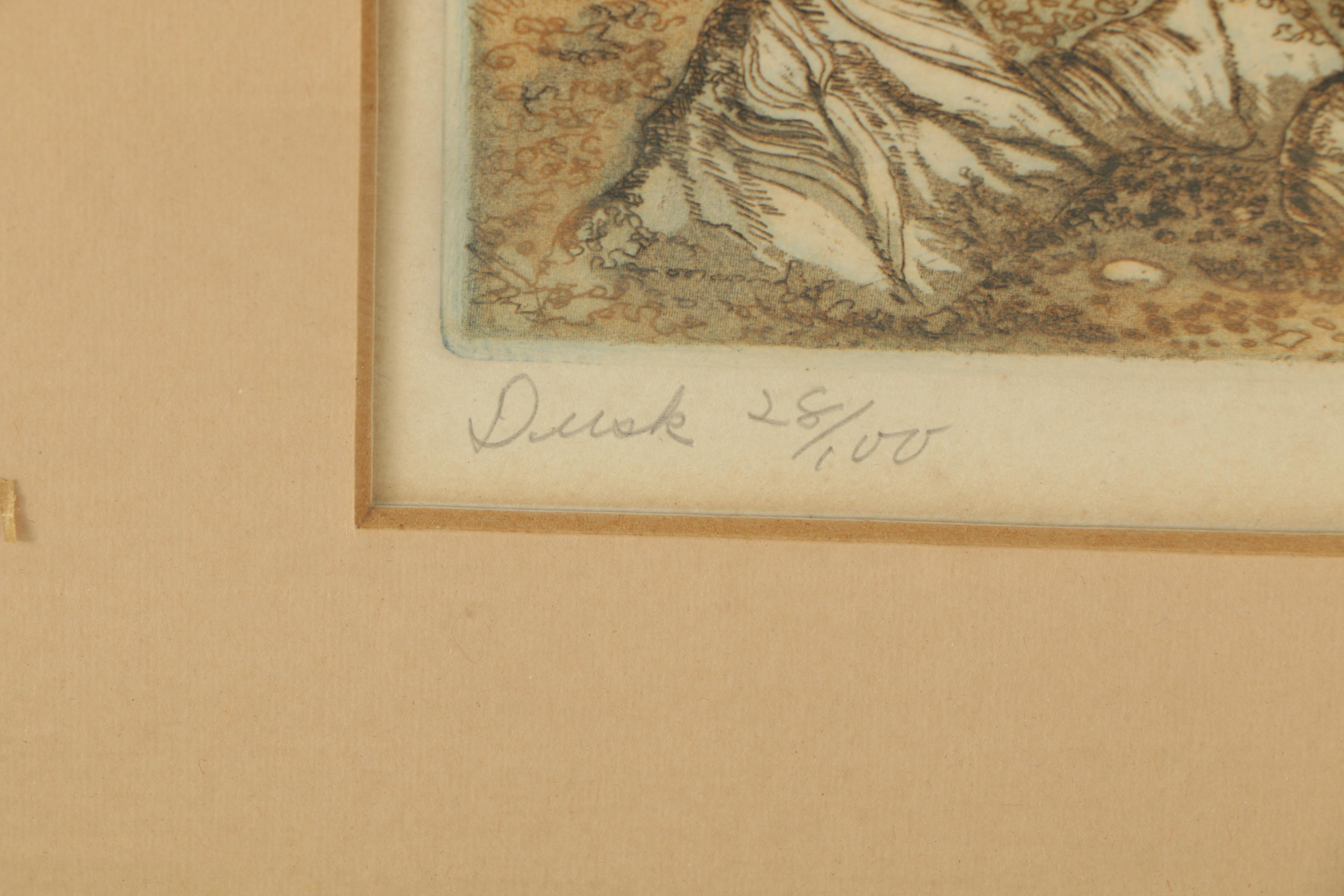 Aida Whedon Limited Edition Mezzotint Etching on Paper "Dusk"