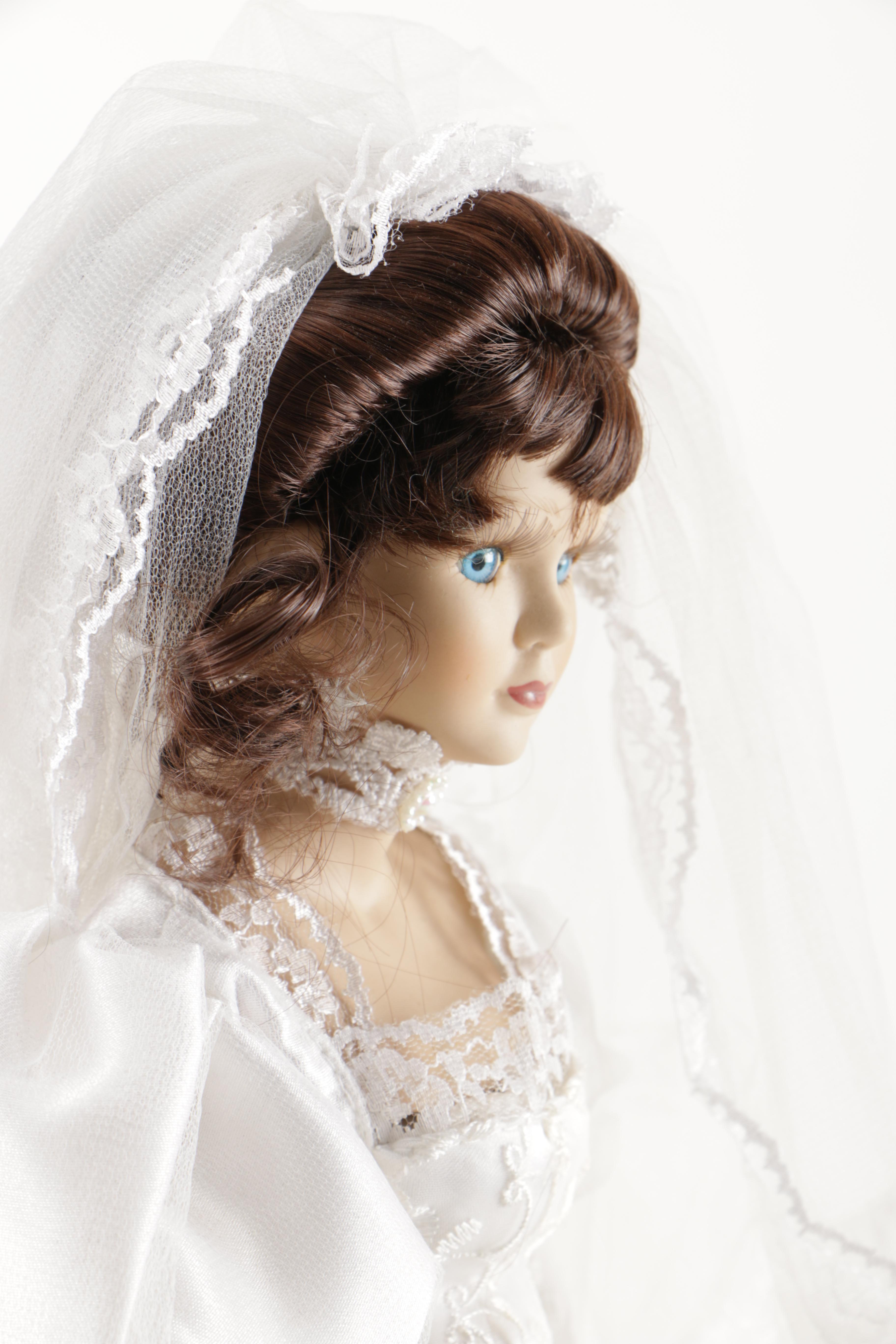 Bride and Groom Porcelain Dolls and Wedding Book