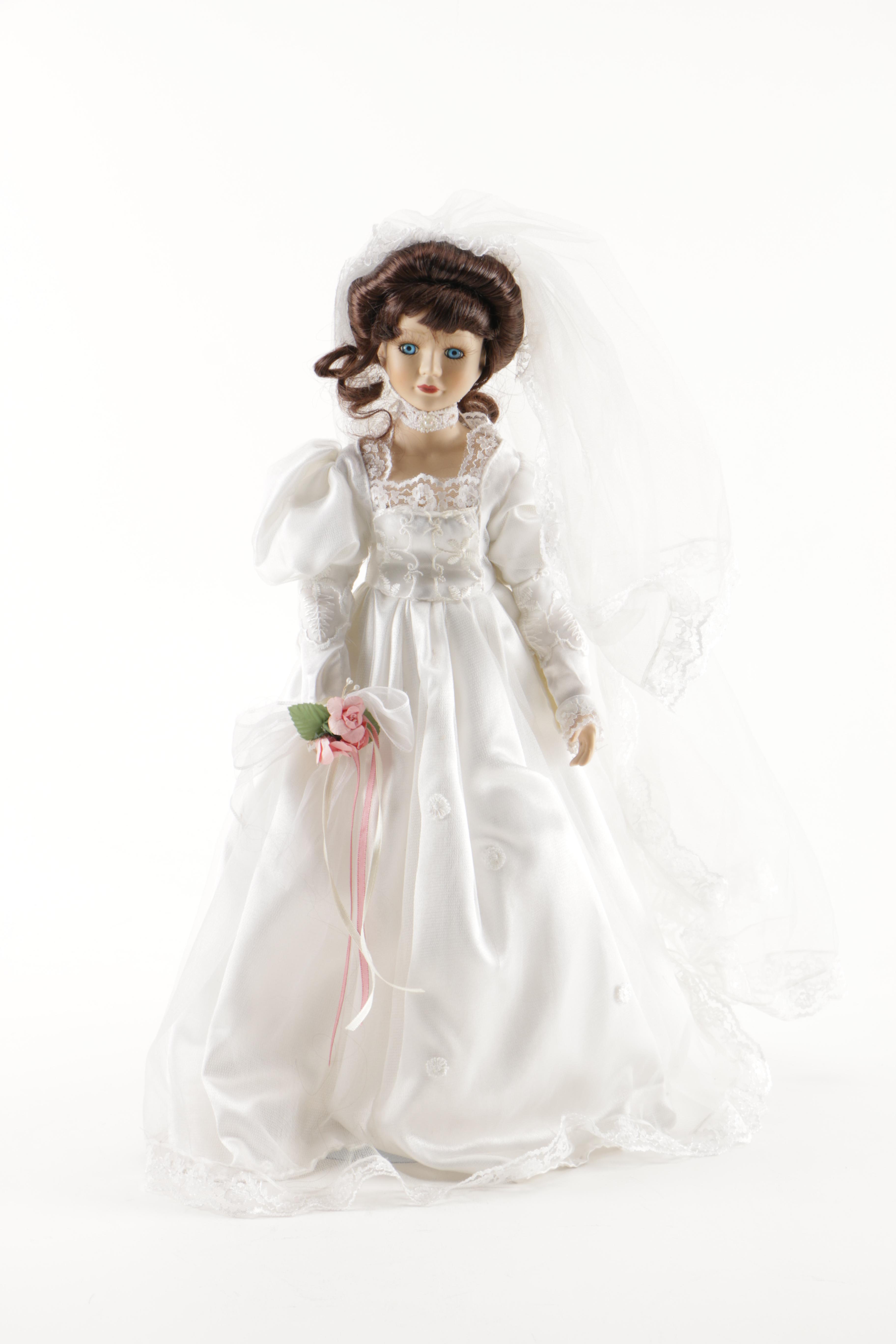 Bride and Groom Porcelain Dolls and Wedding Book