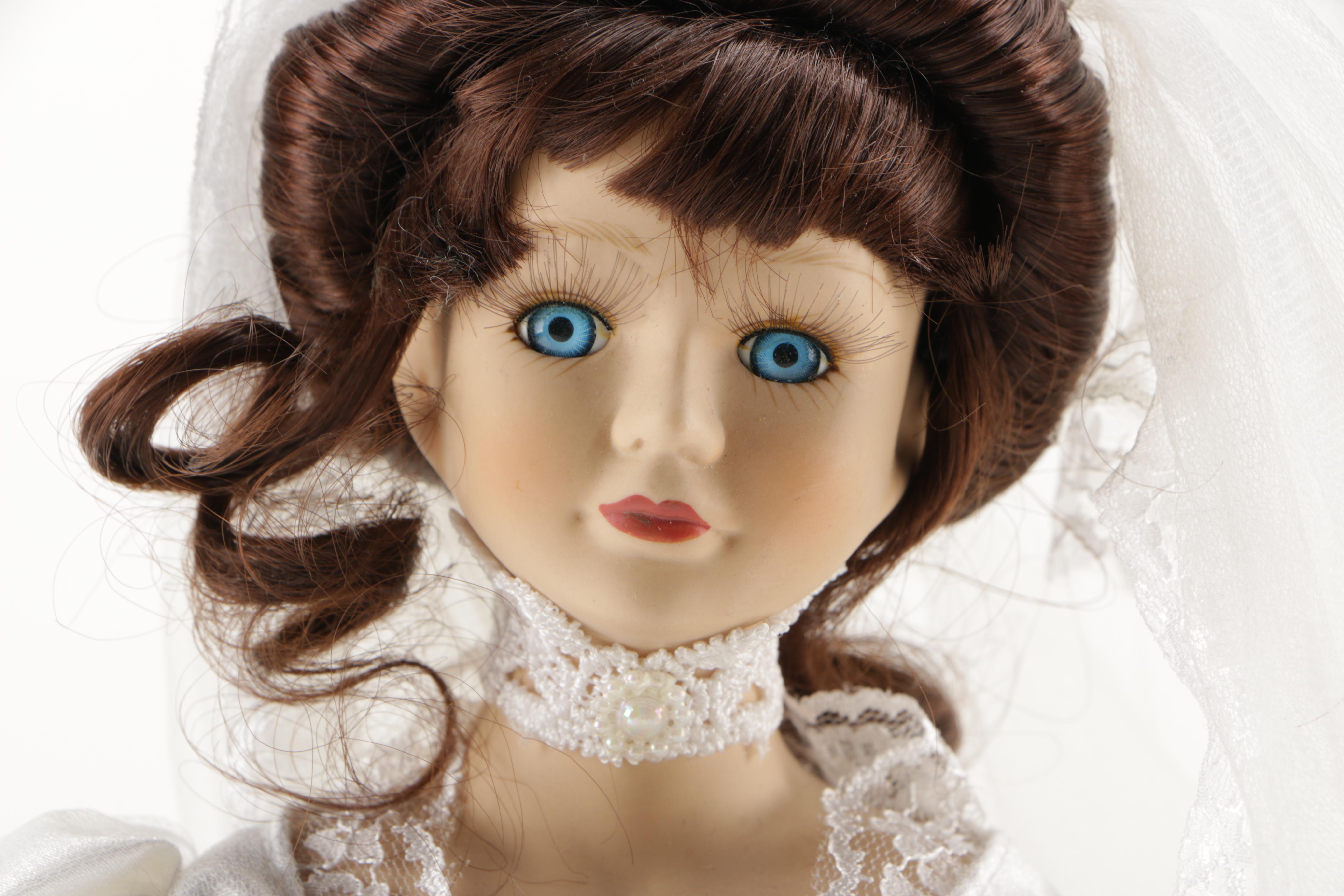 Bride and Groom Porcelain Dolls and Wedding Book