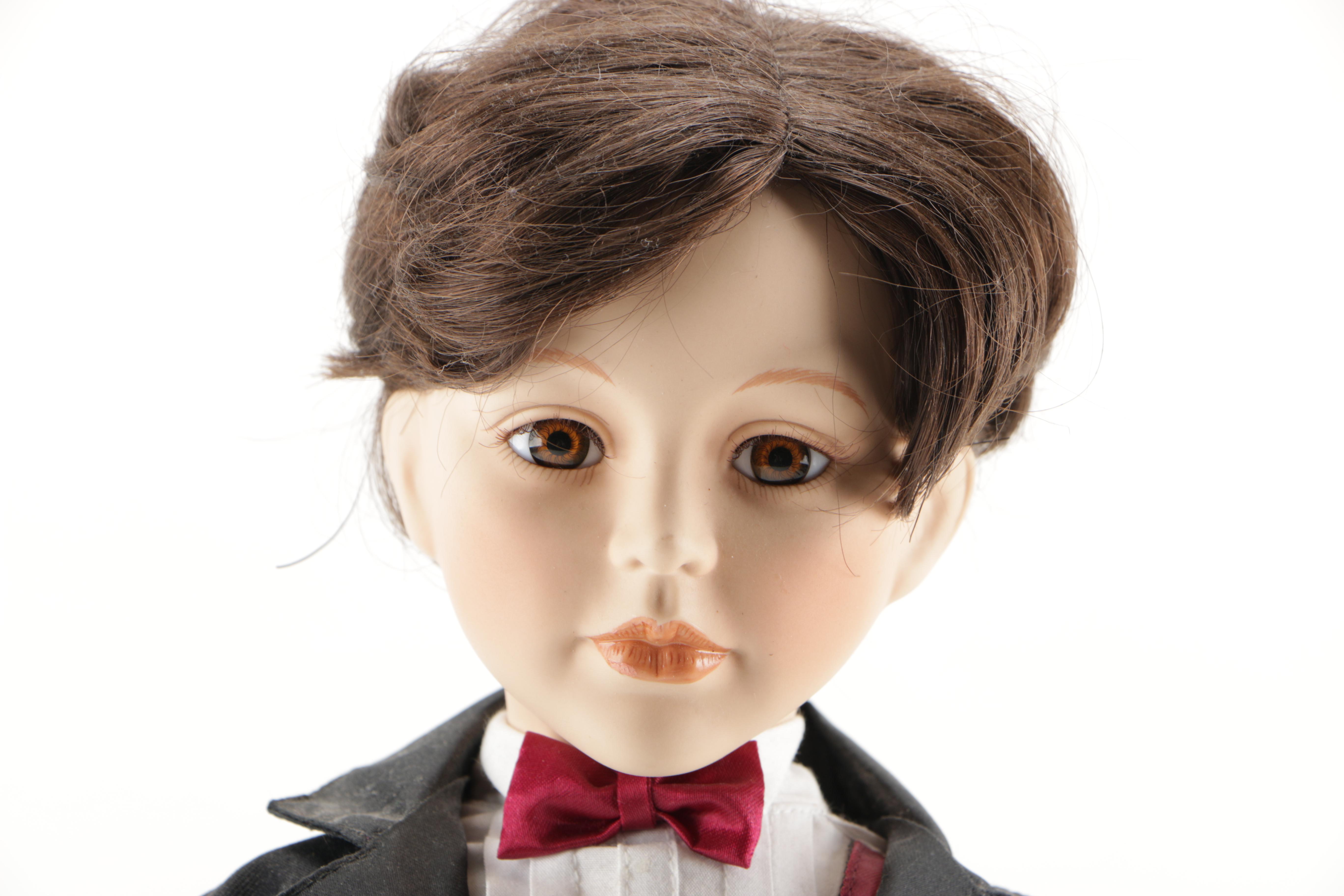 Bride and Groom Porcelain Dolls and Wedding Book