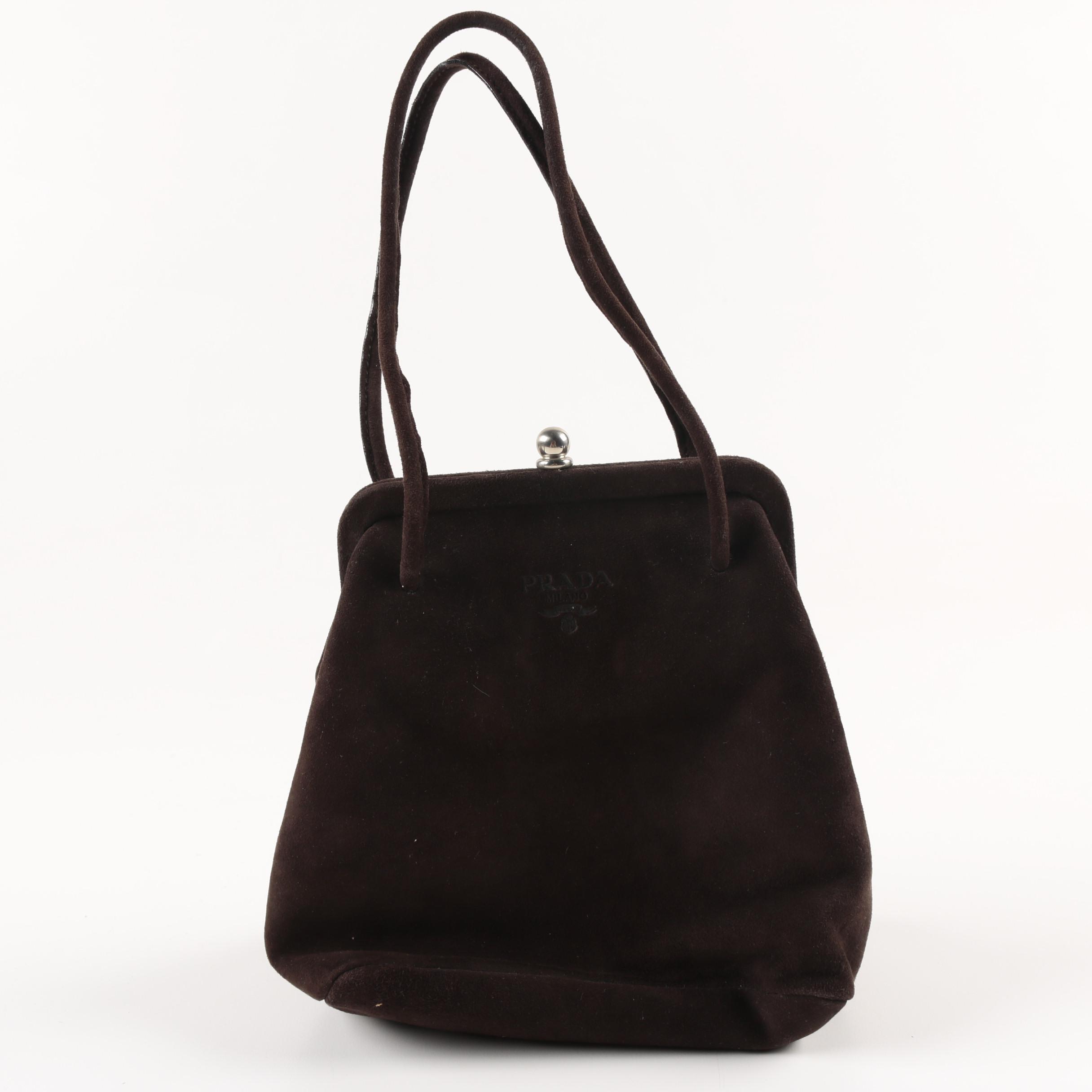 Prada Brown Suede Frame Bag