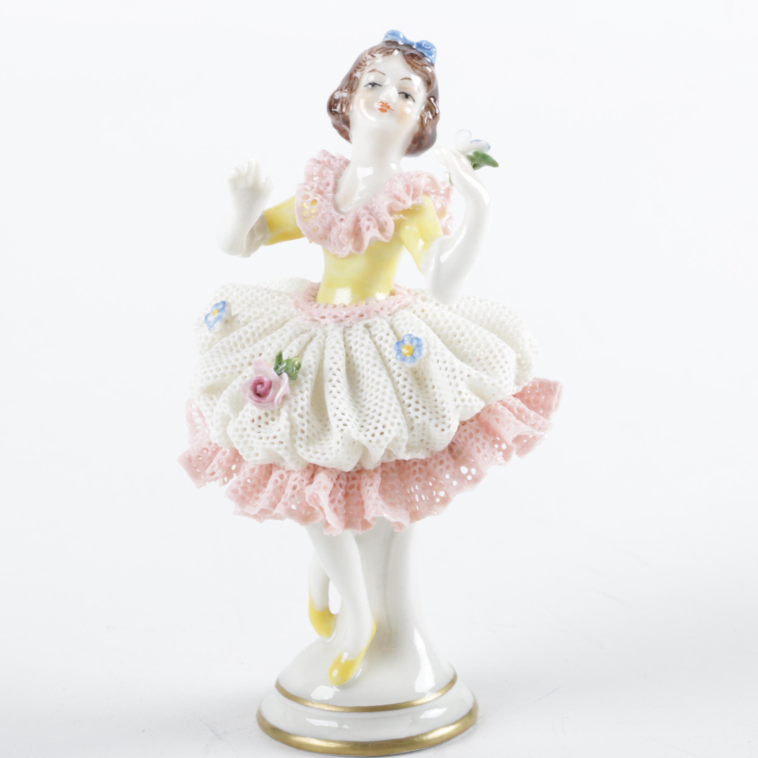 Pair of Vintage Trinket Boxes and West German Figurine