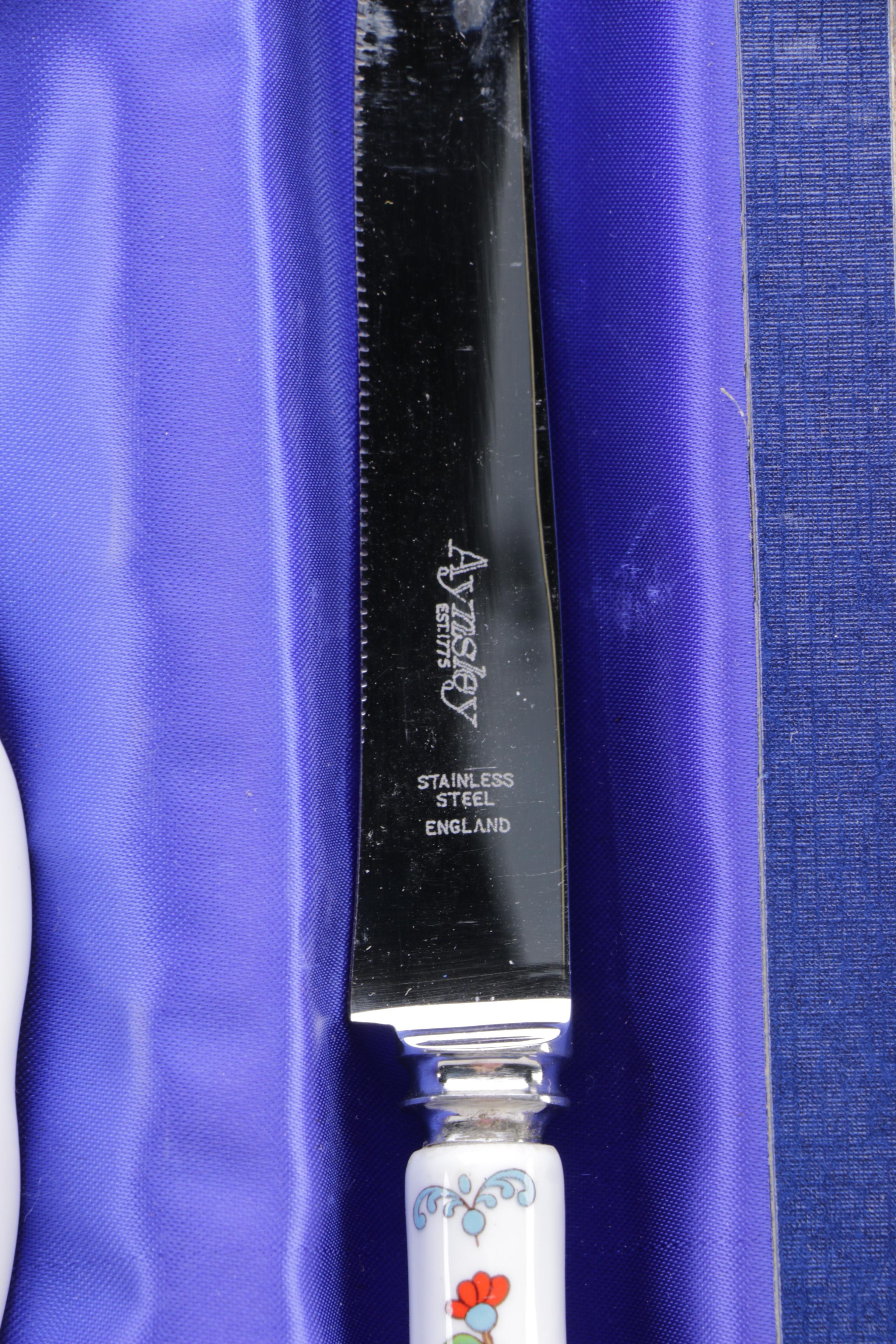 Aynsley "Pembroke" Reproduction Porcelain Plate with Matching Knife