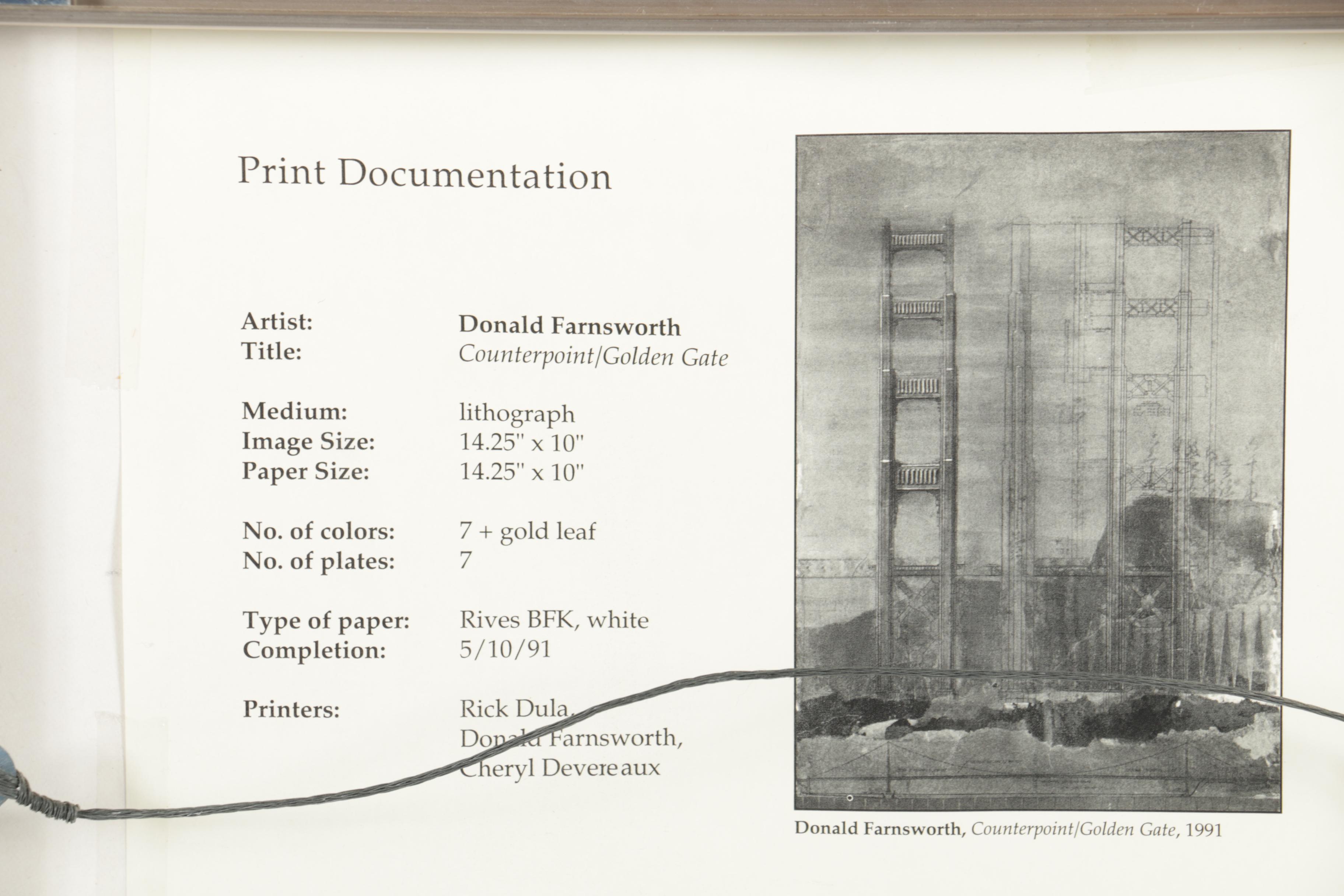 Donald Farnsworth Limited Edition Color Lithograph "Counterpoint/Golden Gate"