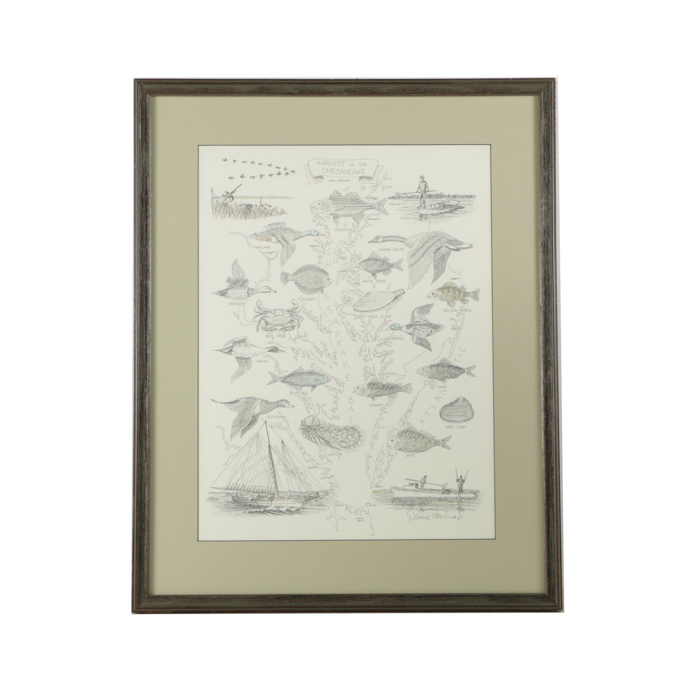 David Morehead Lithograph "Harvest of the Chesapeake"