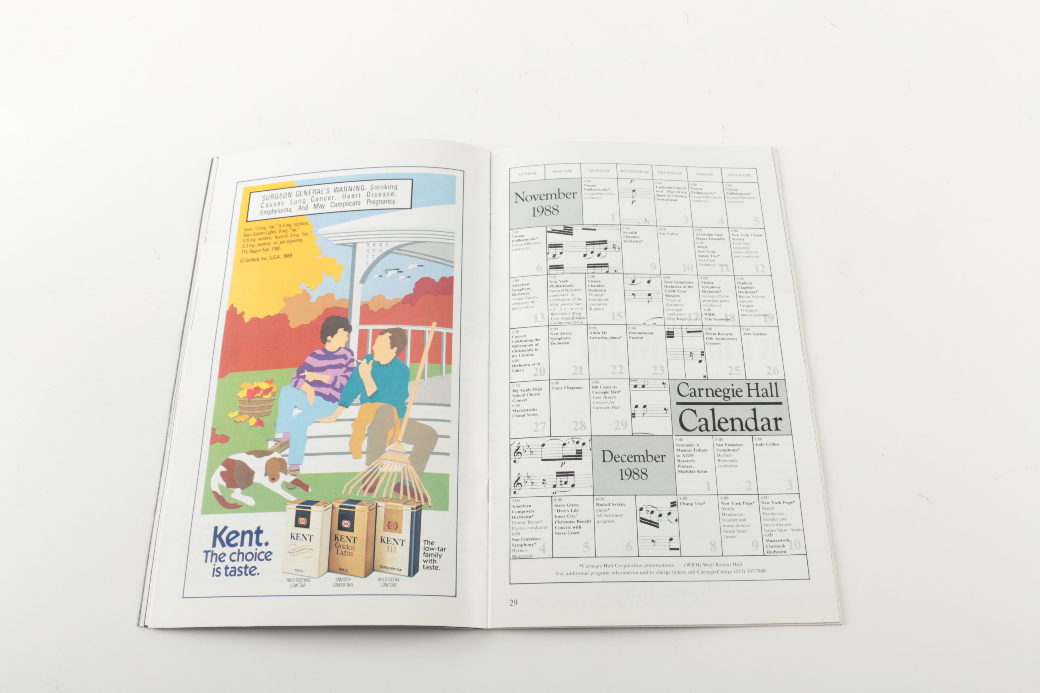 Vintage Carnegie Hall Stagebill and Program