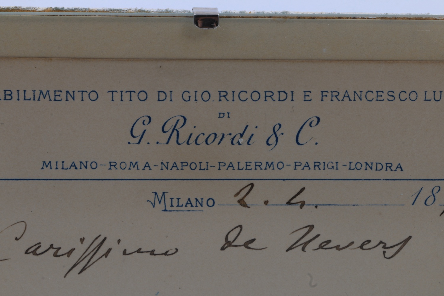 Opera Legend Giacomo Puccini (1858-1924) Hand Written and Signed Note