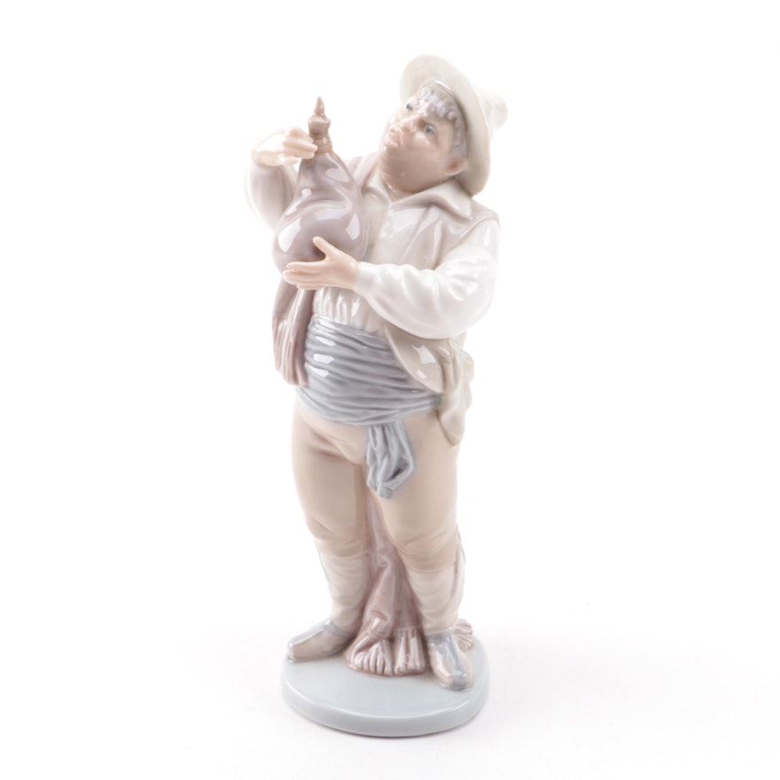 Lladro Figurine "Little Fat Man with Wineskin"