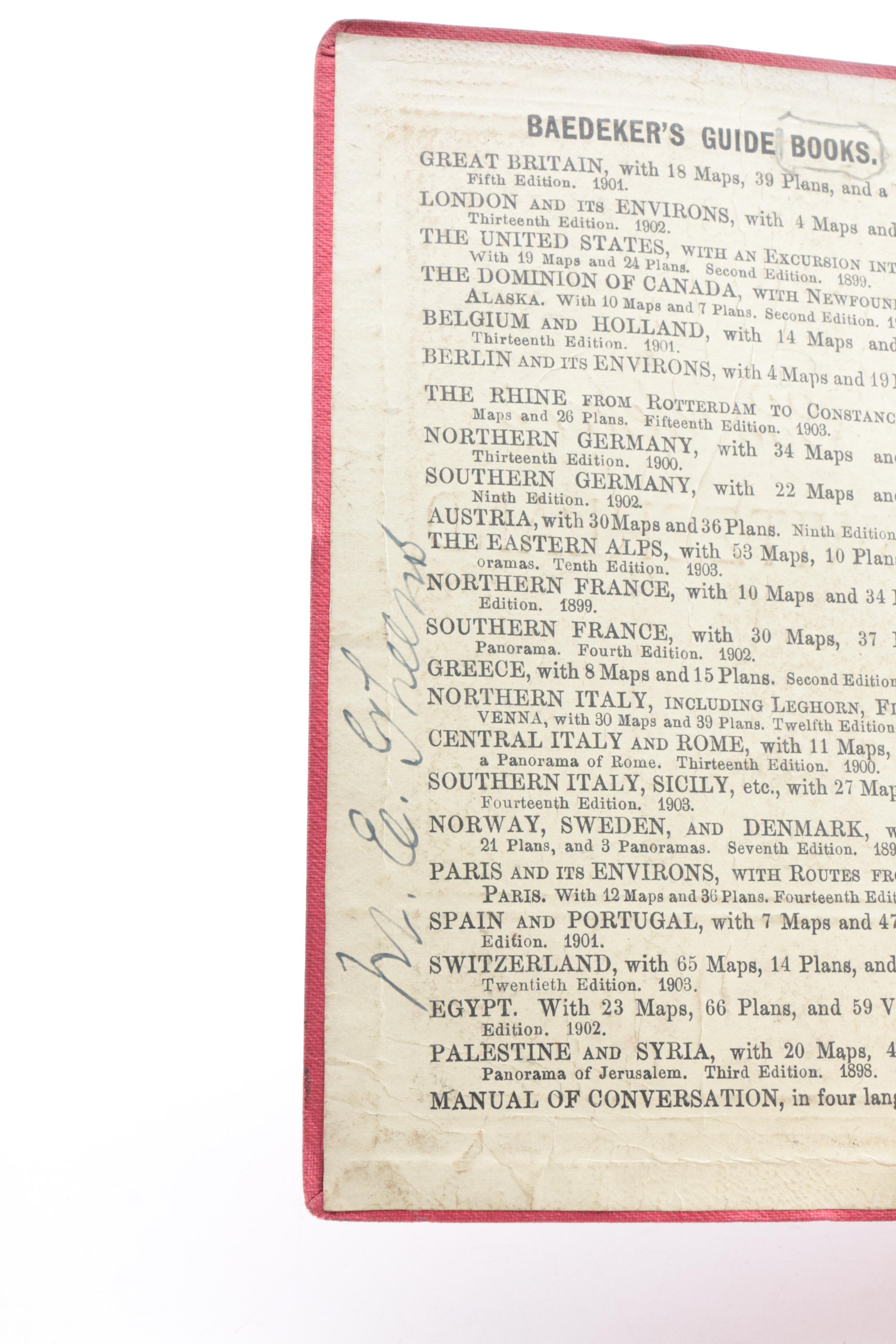 Antique Baedeker's Travel Handbooks