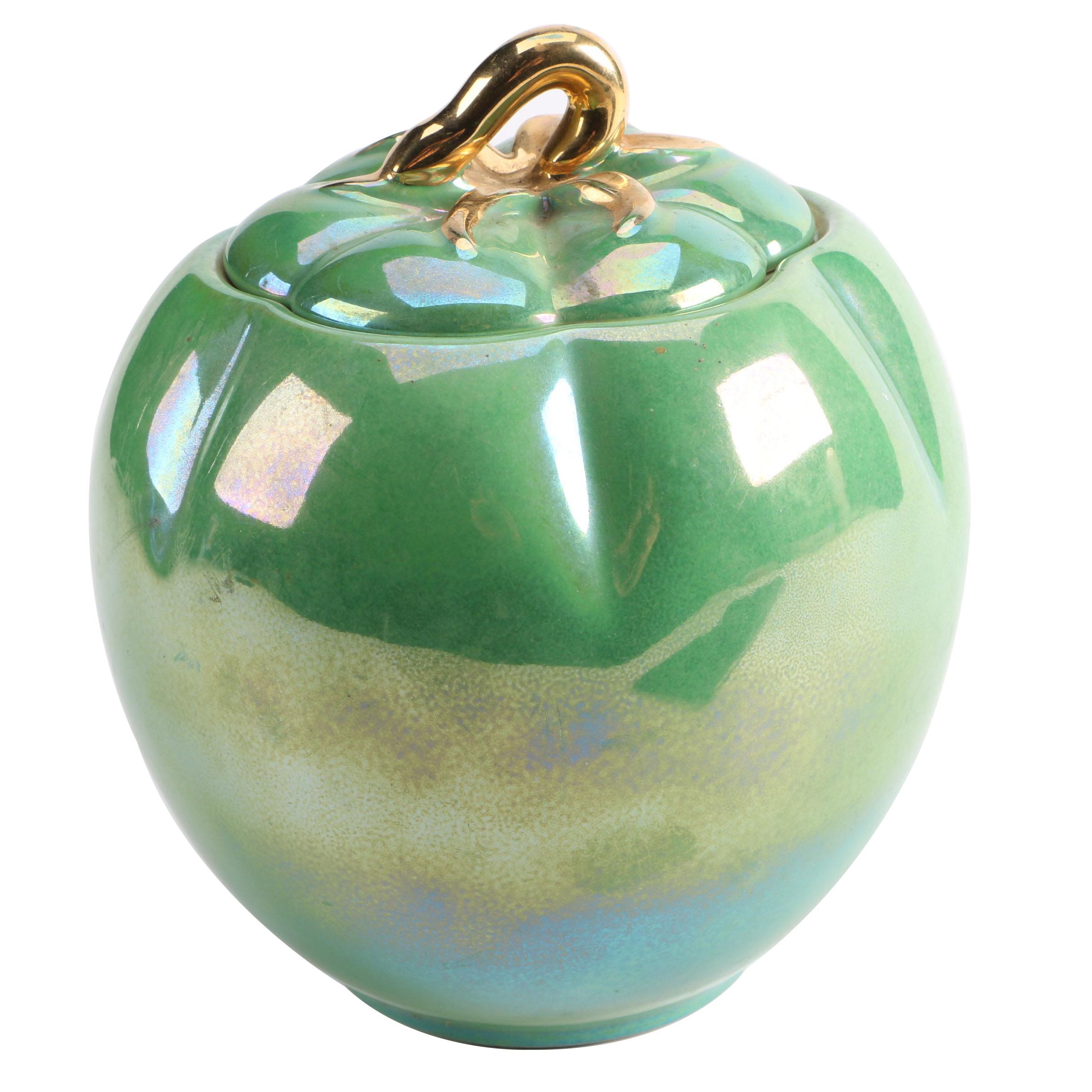 Stanford Pottery "Pantry Parade Green Luster" Tomato Cookie Jar