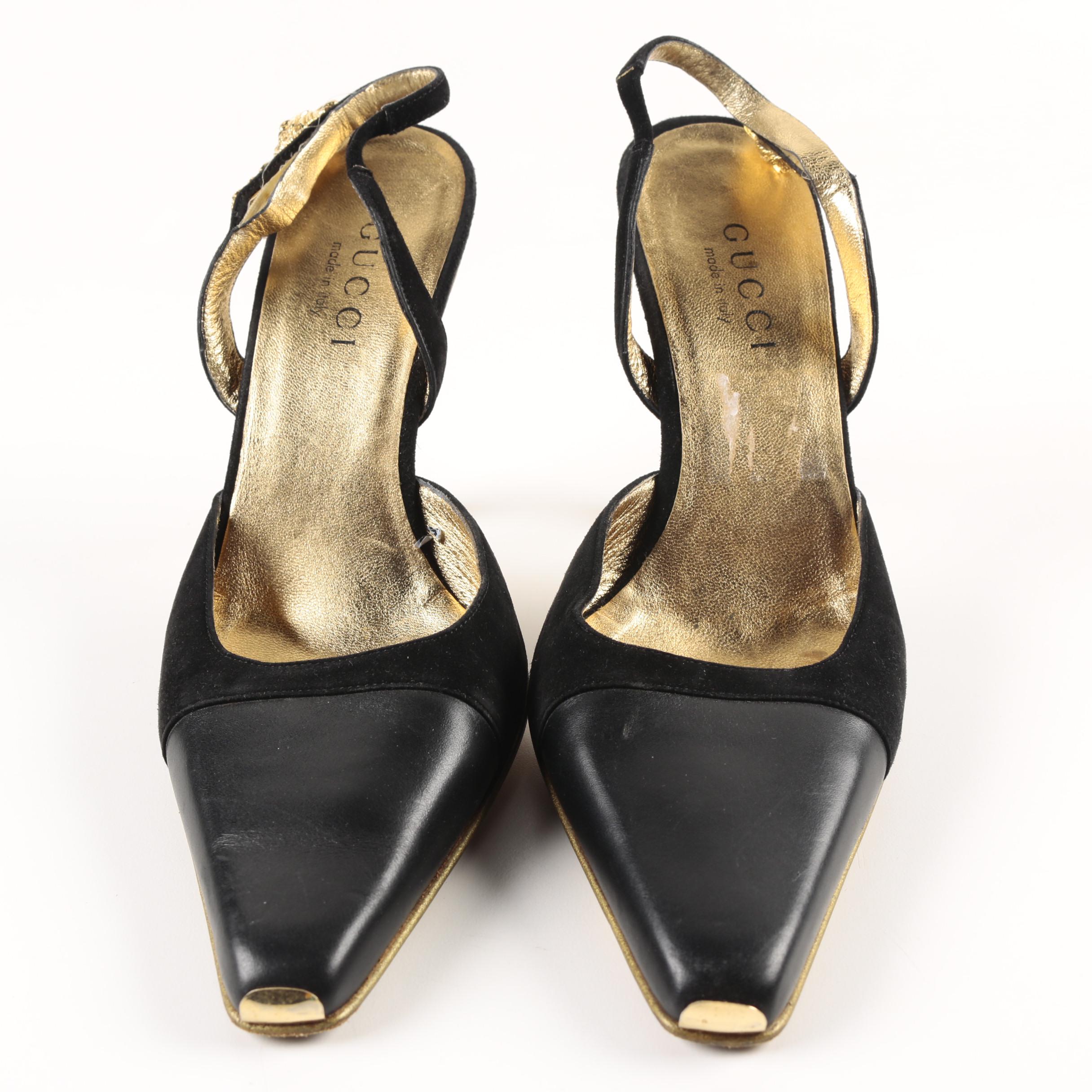 Gucci Black Slingback Heels