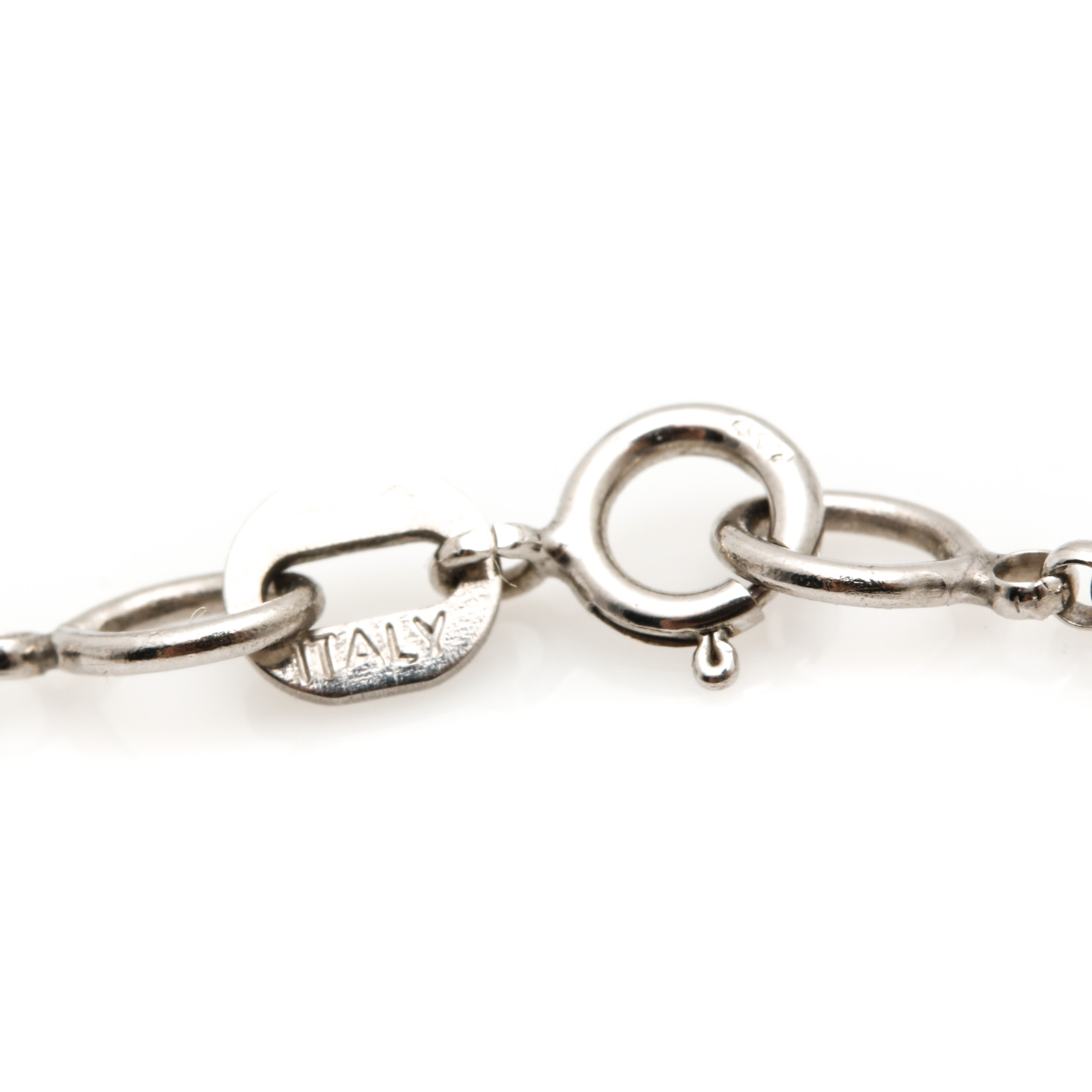 10K White Gold Turquoise and Diamond Pendant Necklace