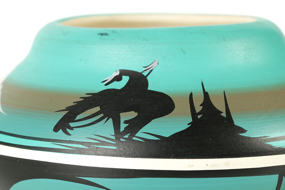 Signed Hand Painted Native American Inspired Ceramic Vase