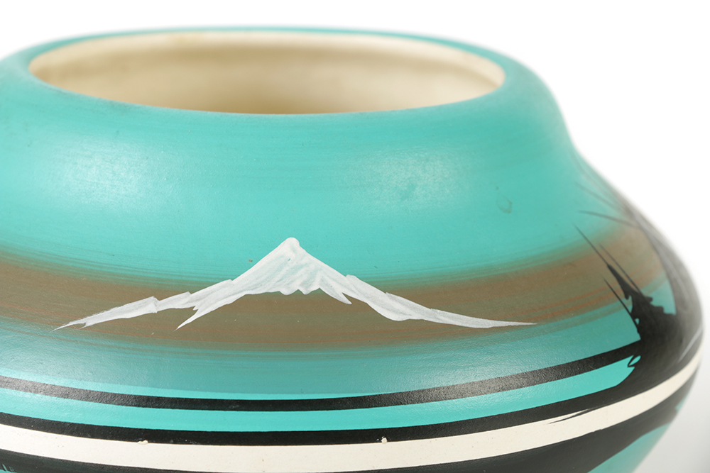 Signed Hand Painted Native American Inspired Ceramic Vase