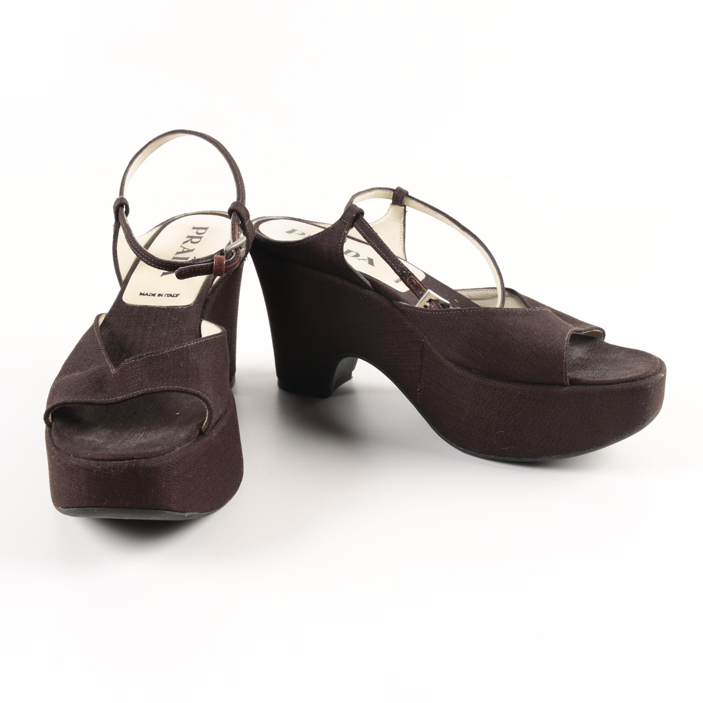 Prada Brown Platform Sandals