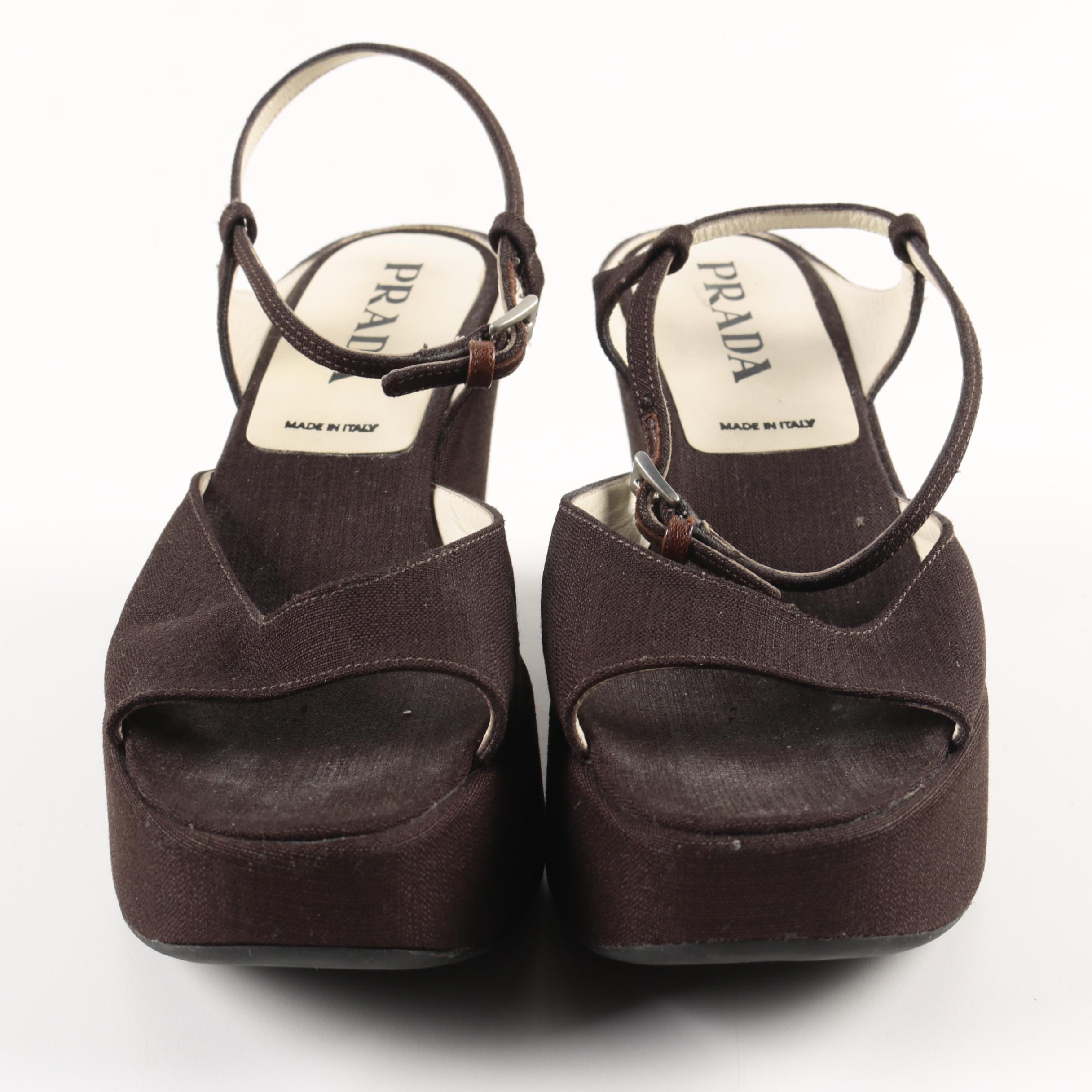 Prada Brown Platform Sandals