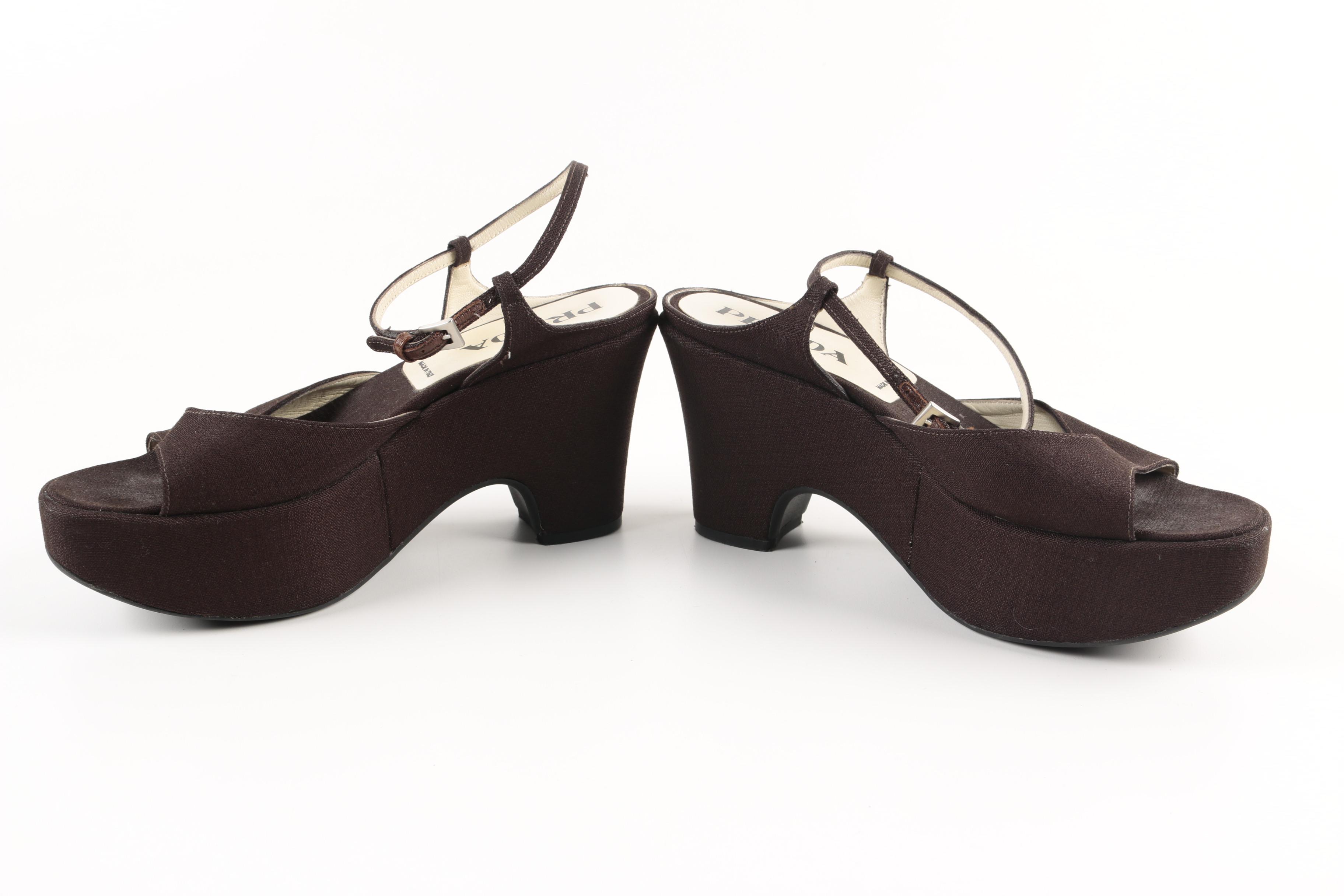 Prada Brown Platform Sandals