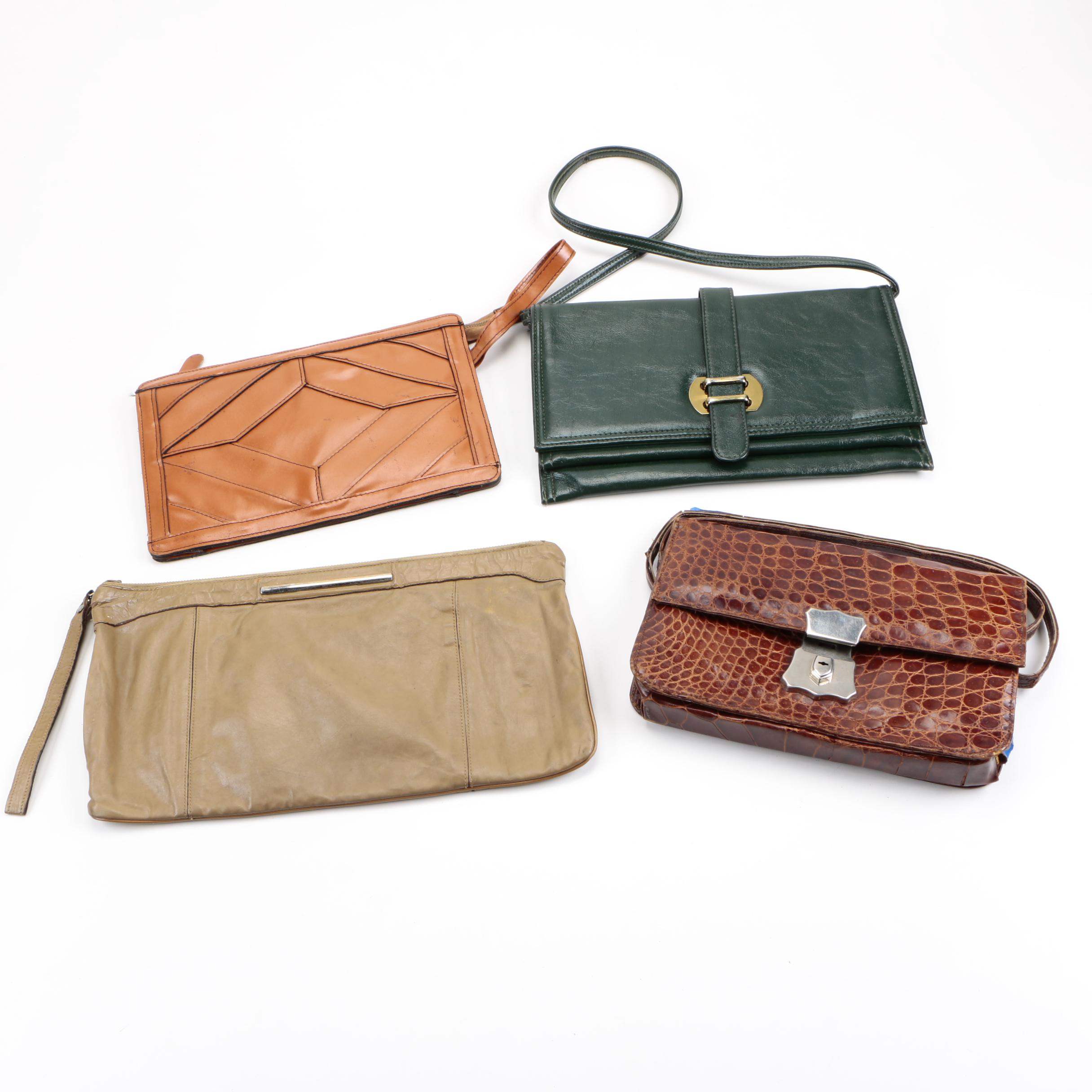Vintage Clutch Handbags Including Crocodile