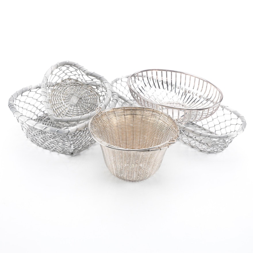 Godinger Silver Plate Basket with Other Silver Tone Baskets