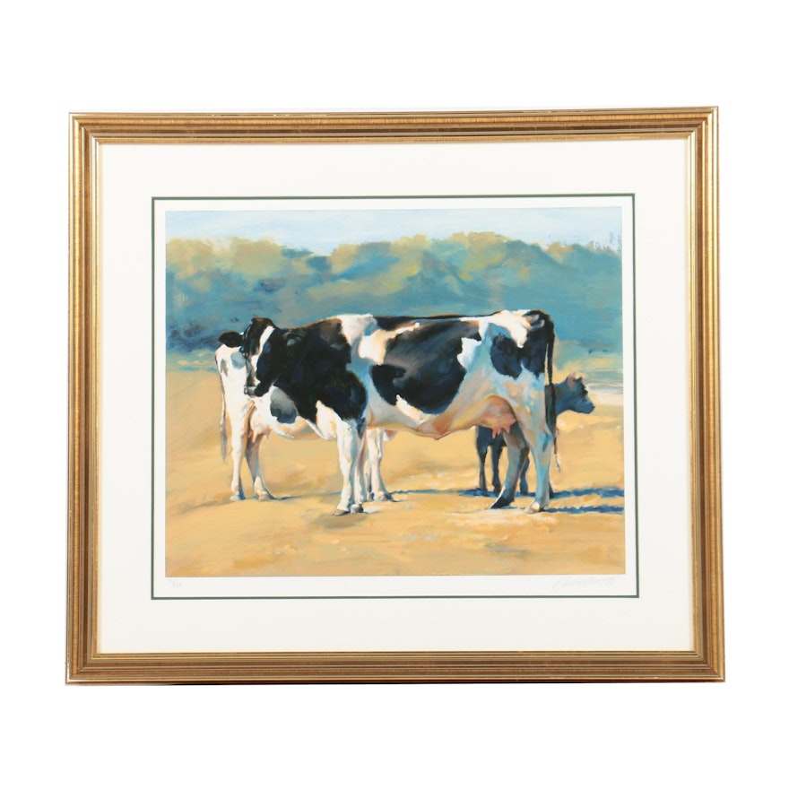Limited Edition Offset Lithograph on Paper of Cows after Chase Chenoff