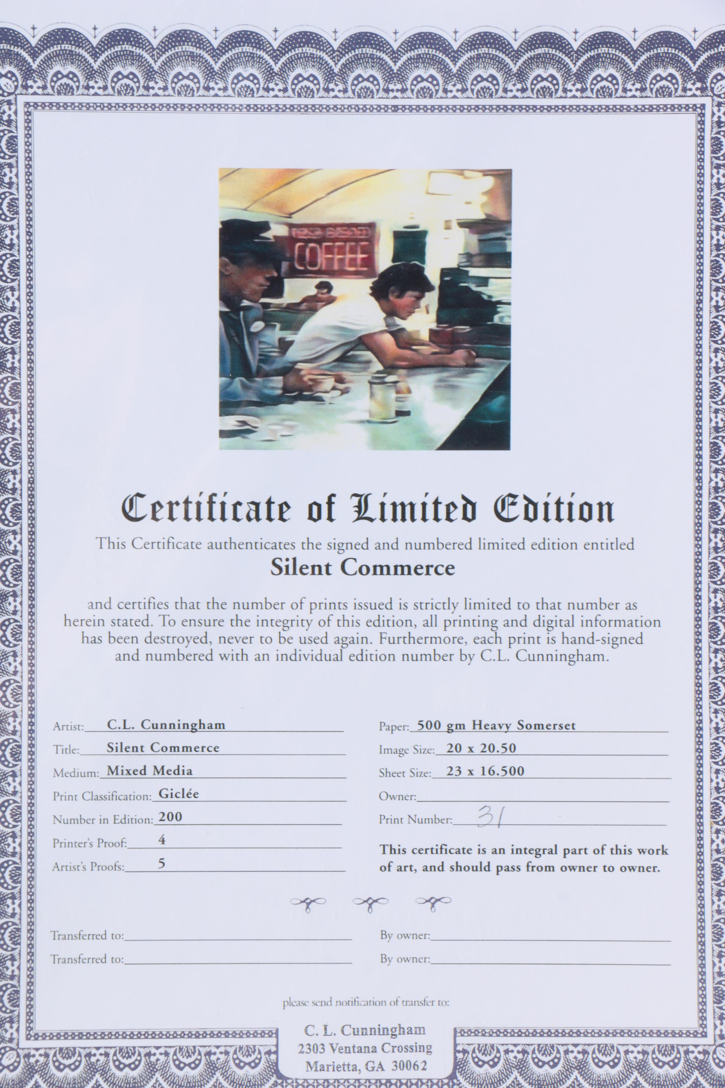 C.L. Cunningham Limited Edition Giclee "Silent Commerce"