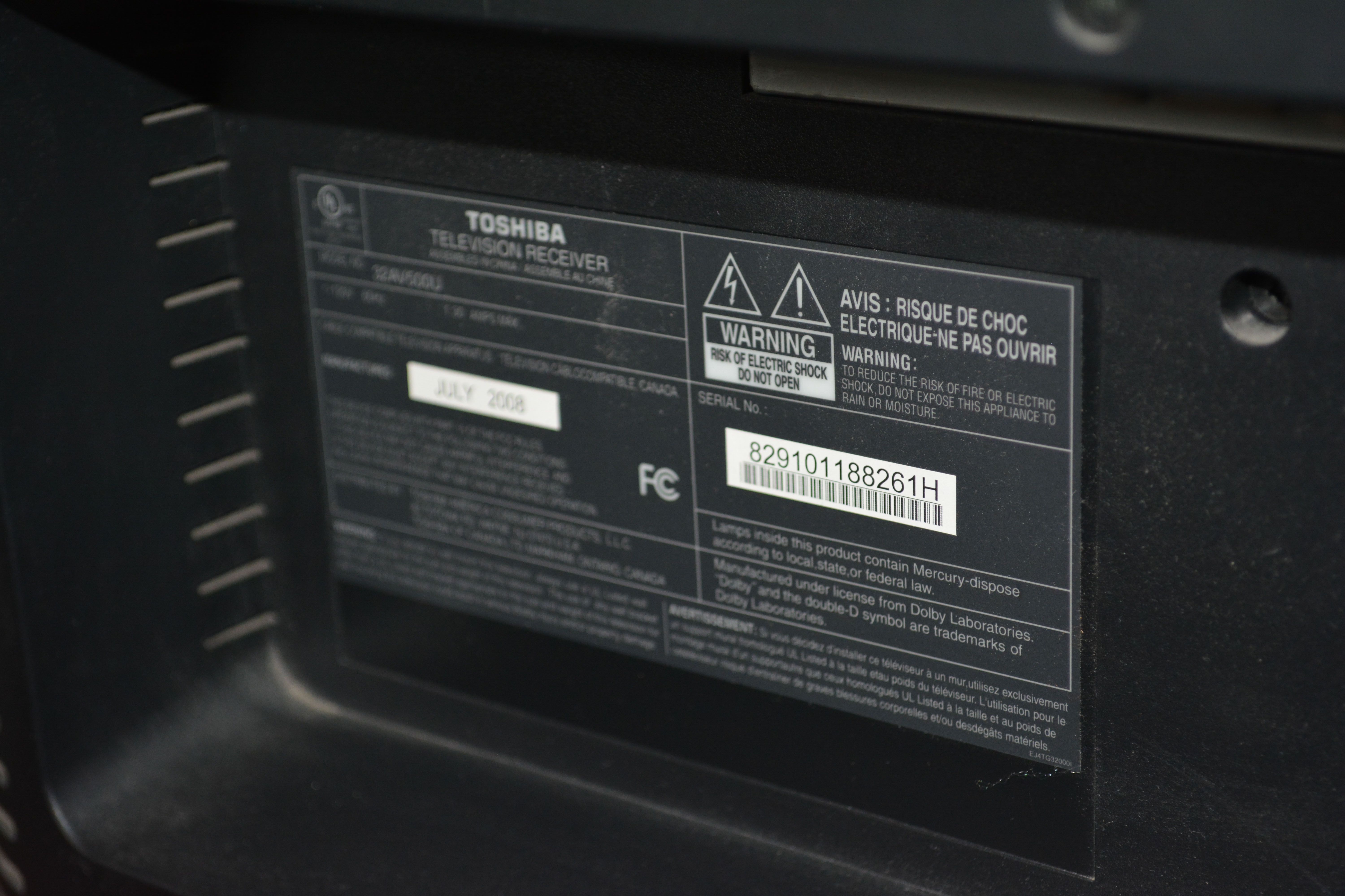 Toshiba 32" Flat Screen Television