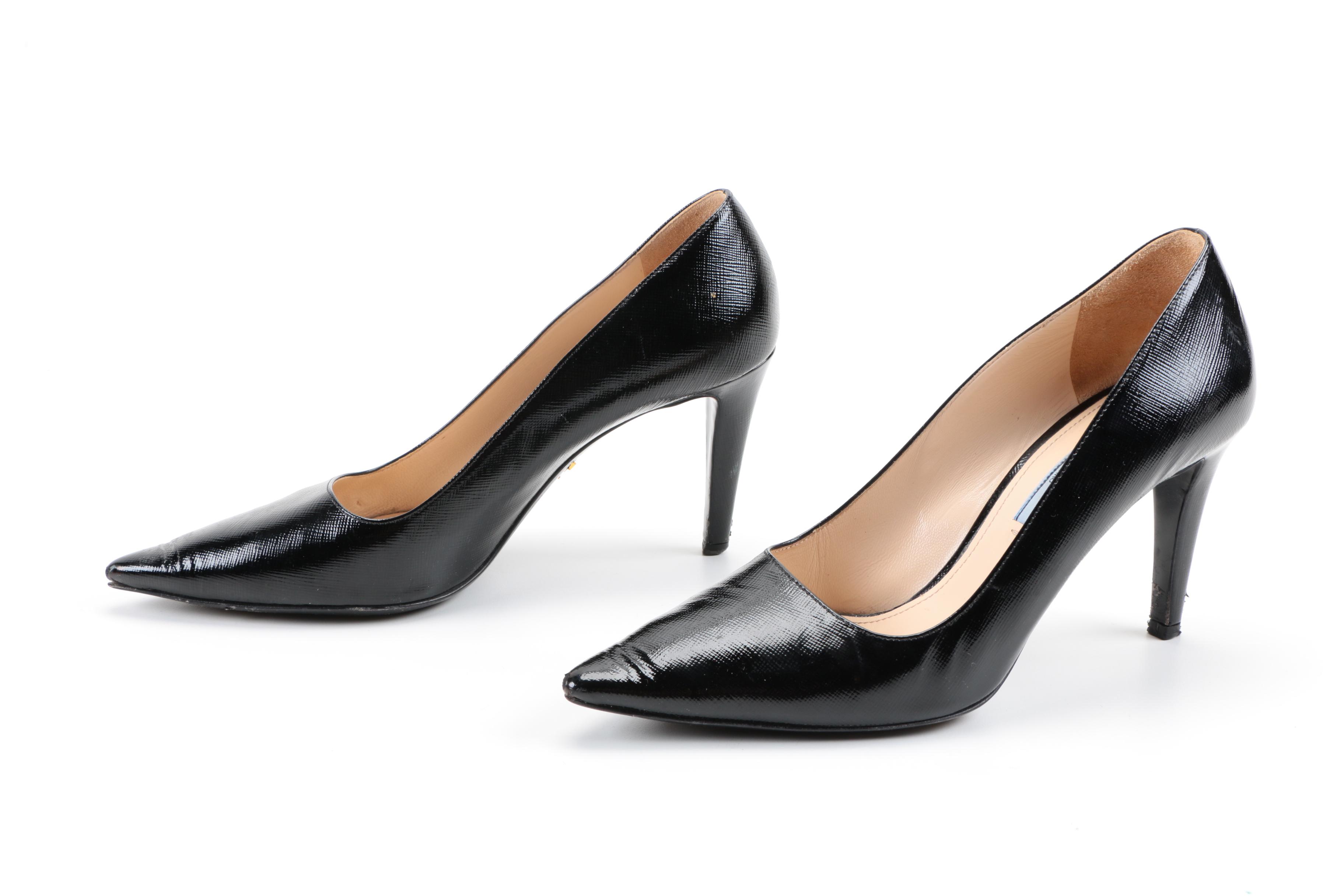 Prada Patent Saffiano Leather Heels