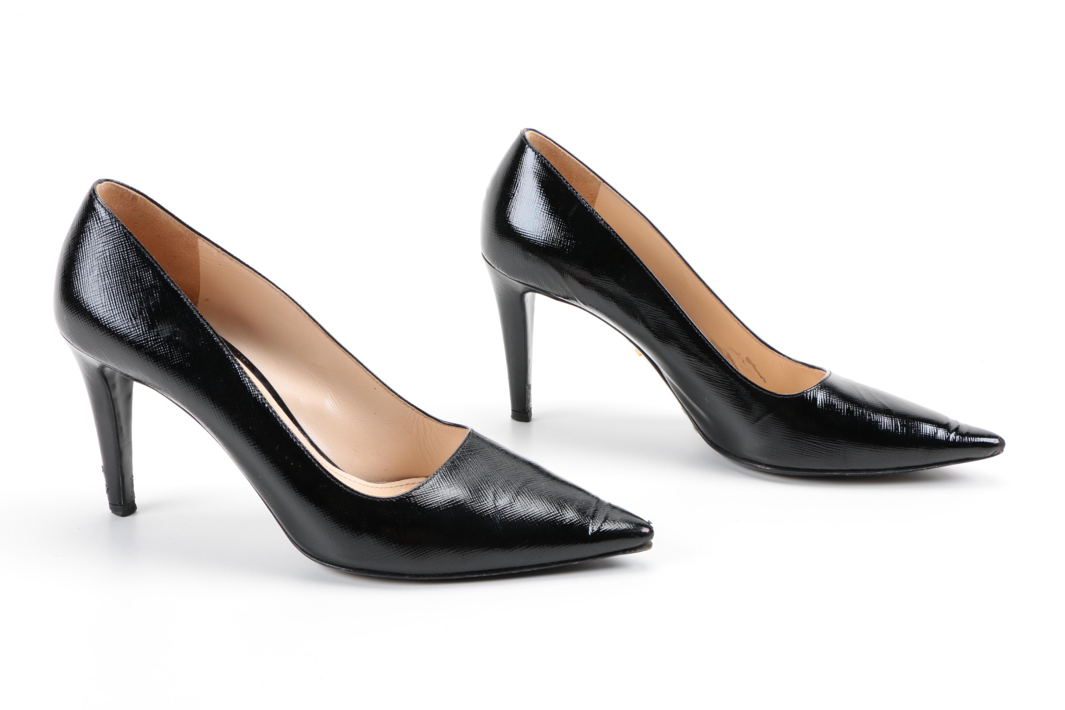 Prada Patent Saffiano Leather Heels