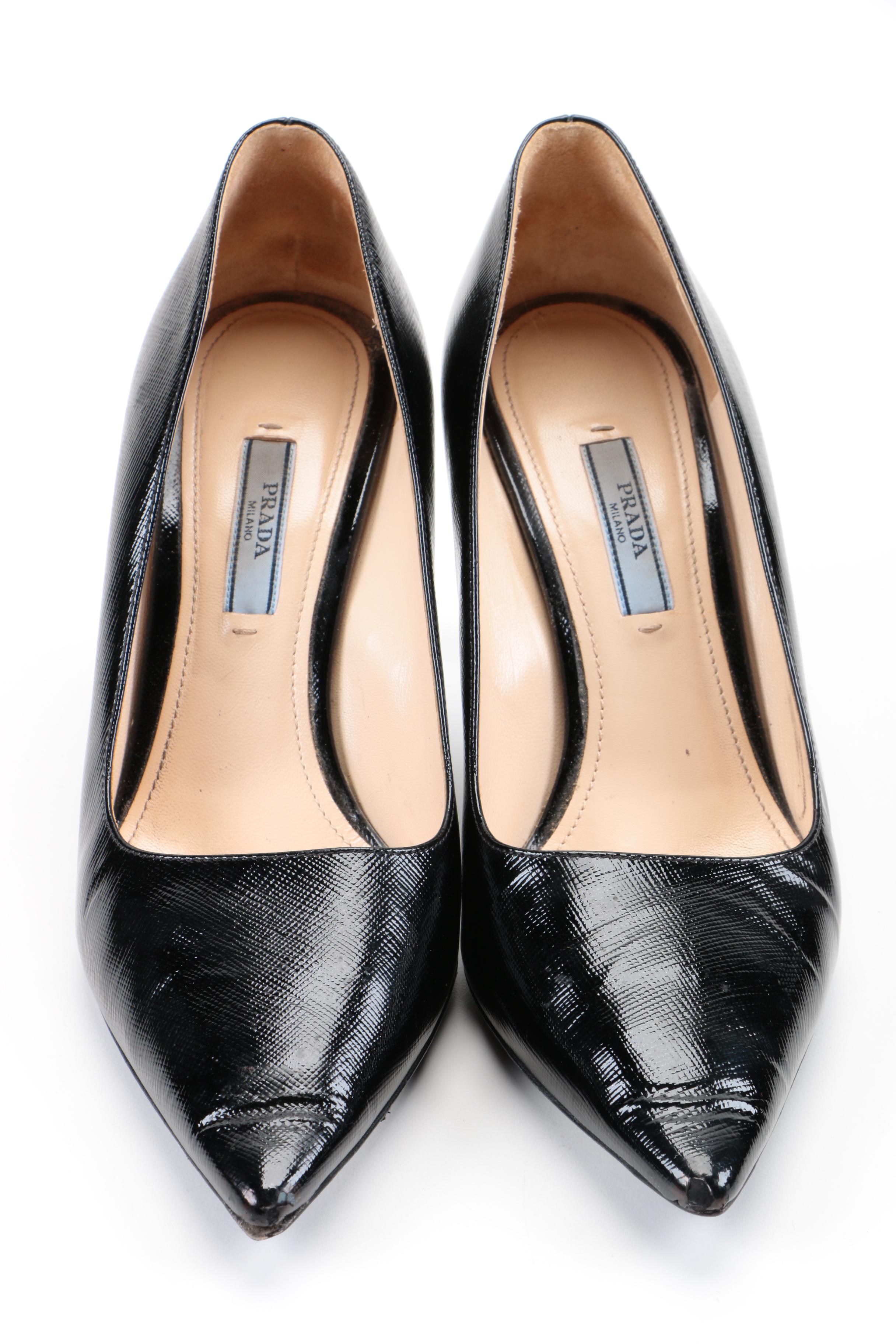 Prada Patent Saffiano Leather Heels