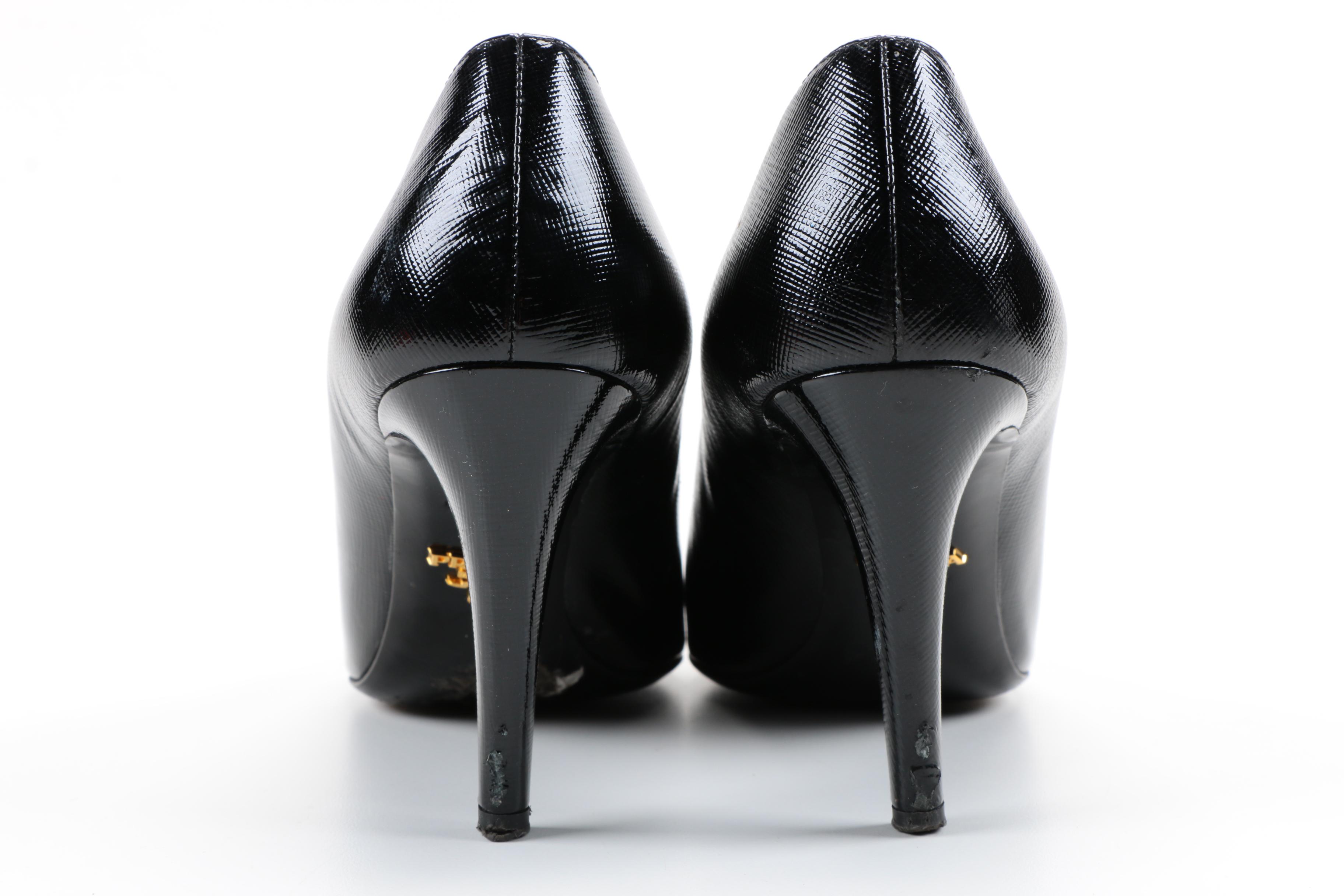Prada Patent Saffiano Leather Heels