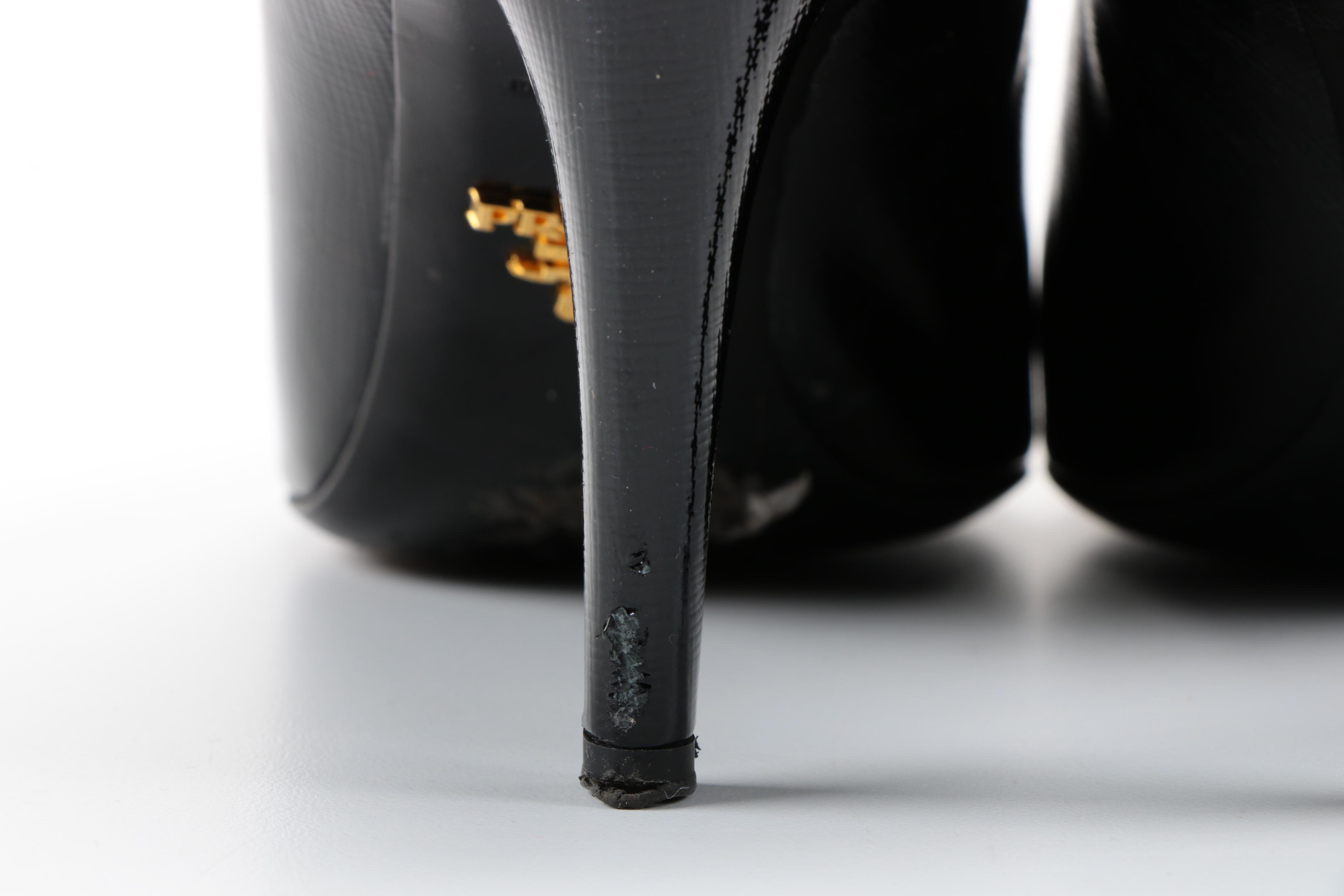 Prada Patent Saffiano Leather Heels