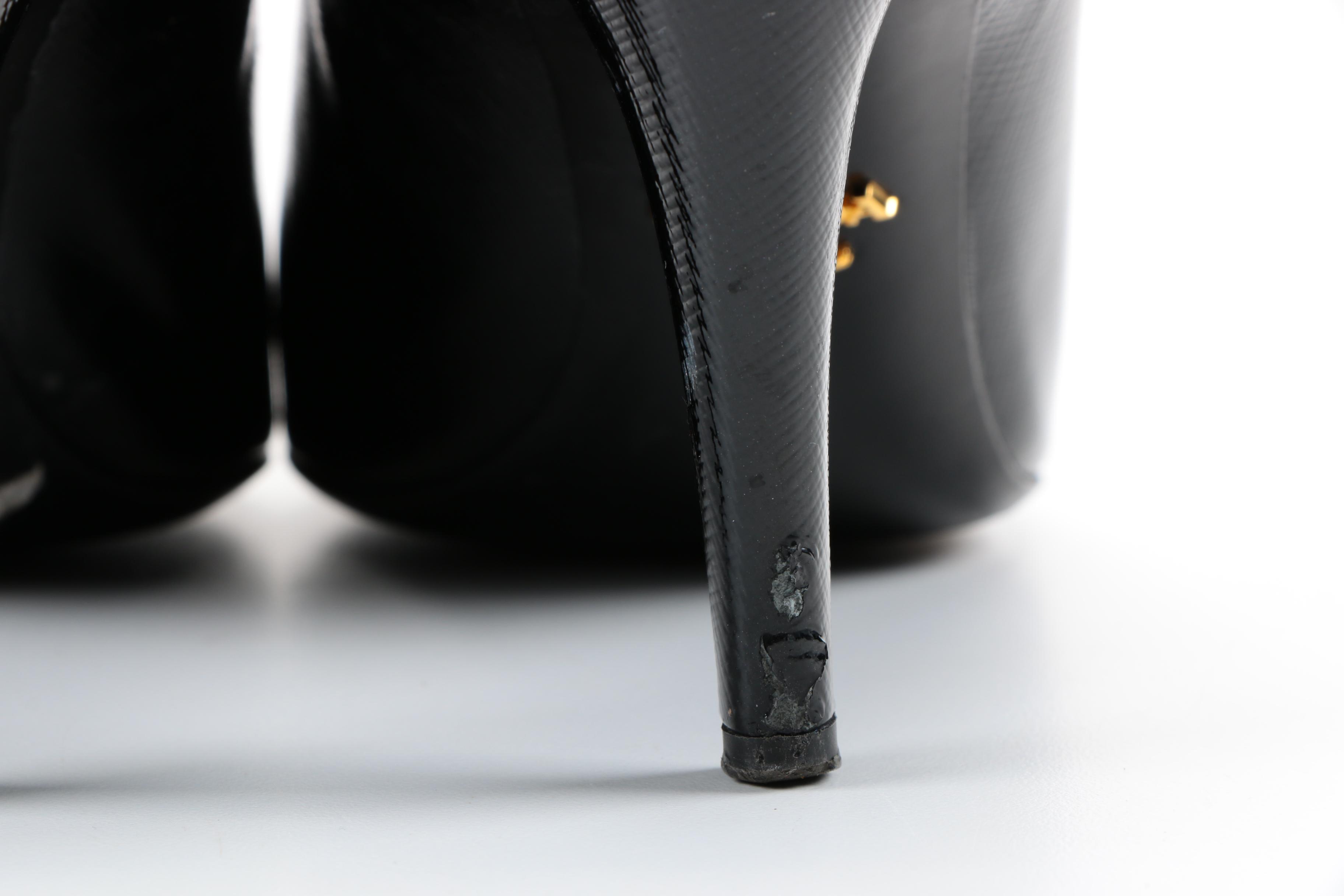 Prada Patent Saffiano Leather Heels