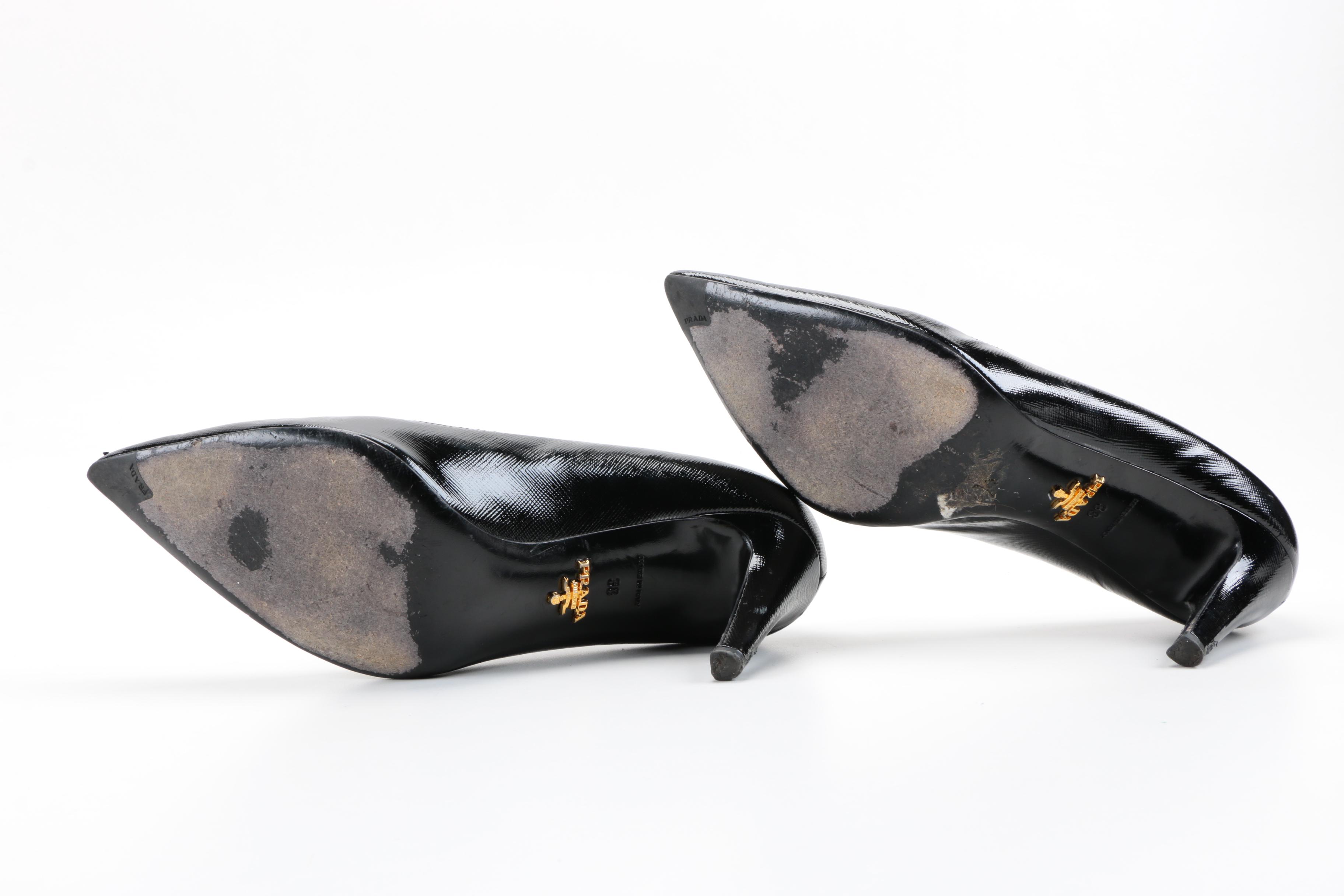 Prada Patent Saffiano Leather Heels